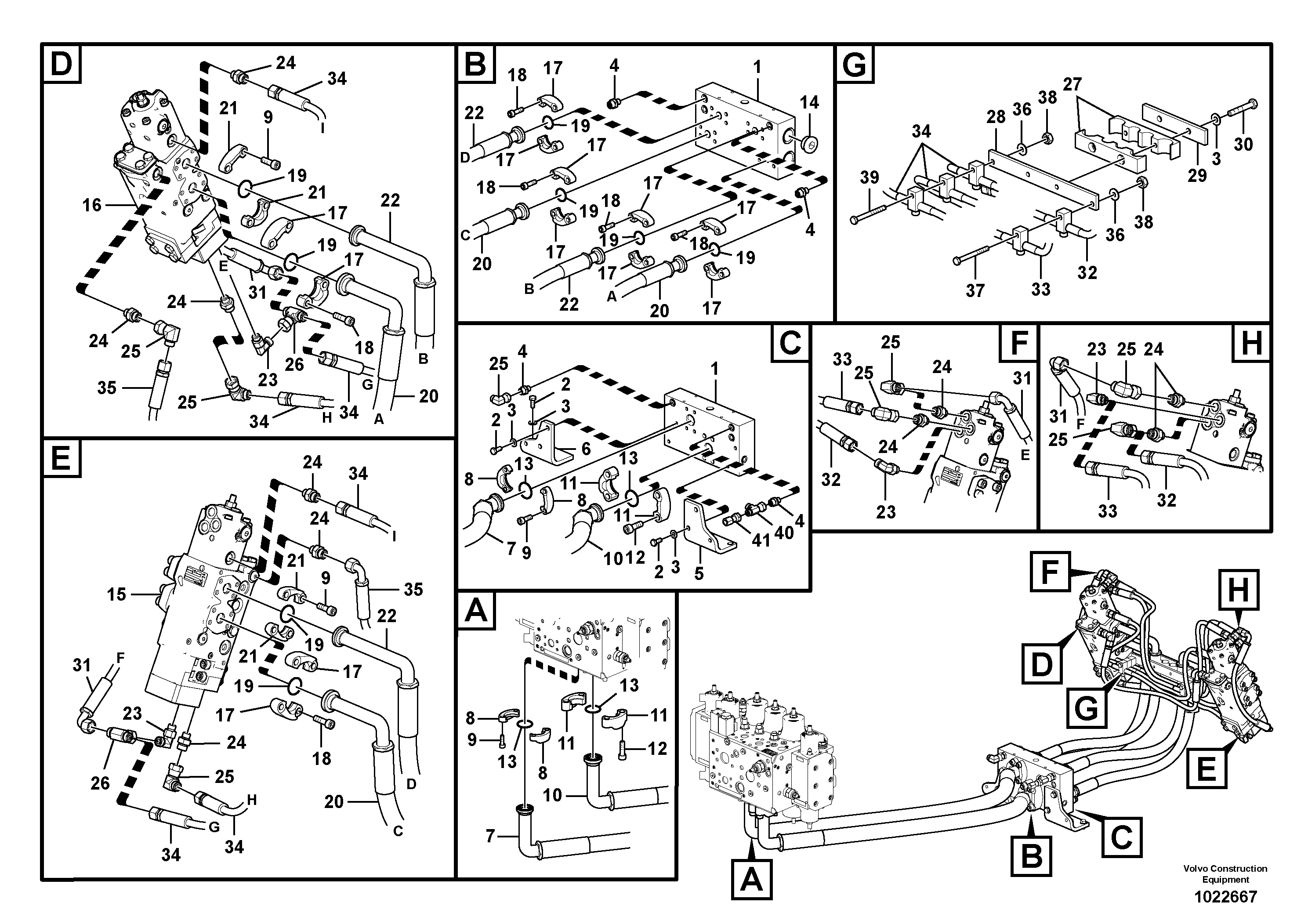 Схема запчастей Volvo EW180C - 86886 Working hydraulic, boom rupture EW180C