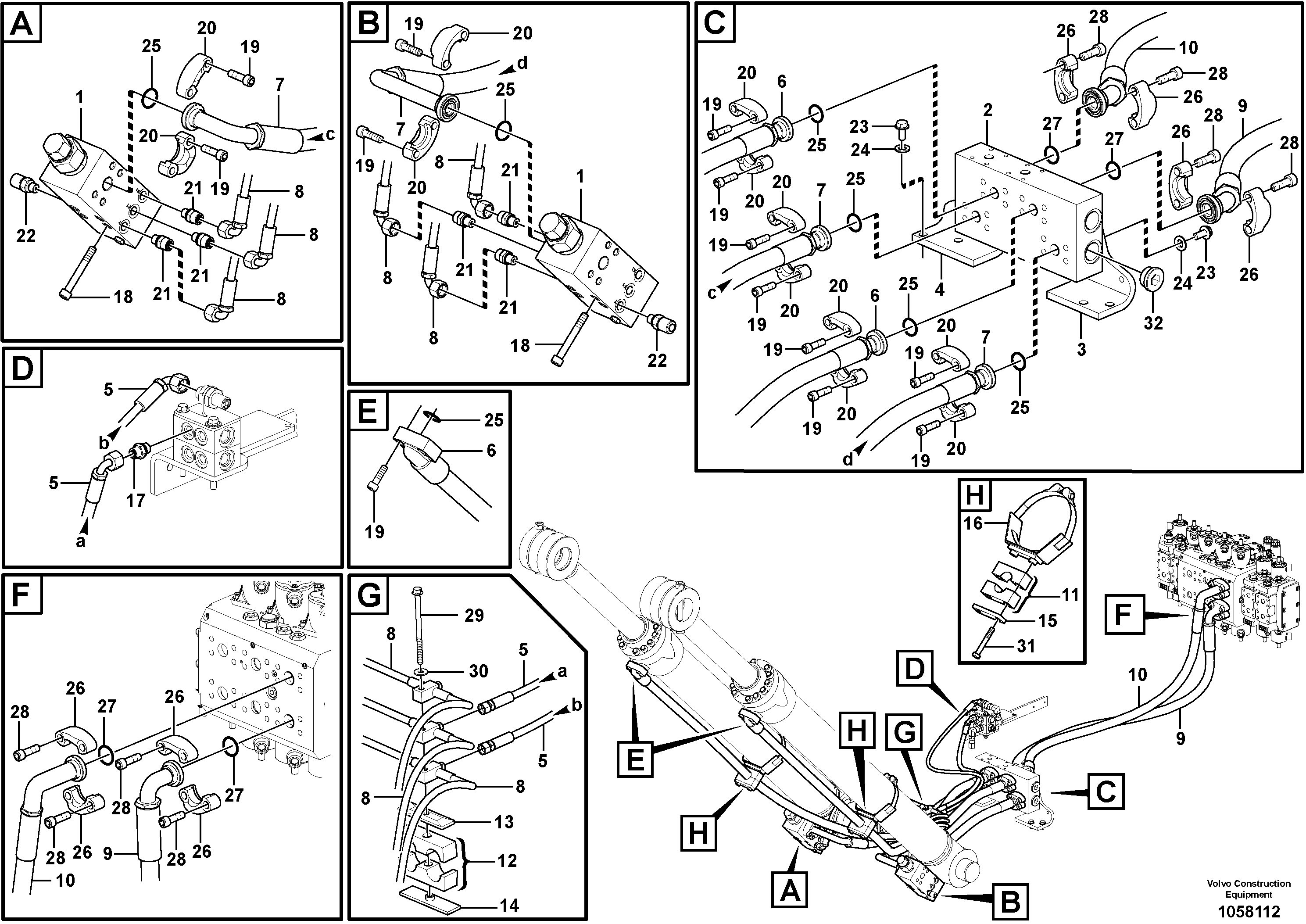 Схема запчастей Volvo EW180C - 87399 Working hydraulic, boom rupture EW180C