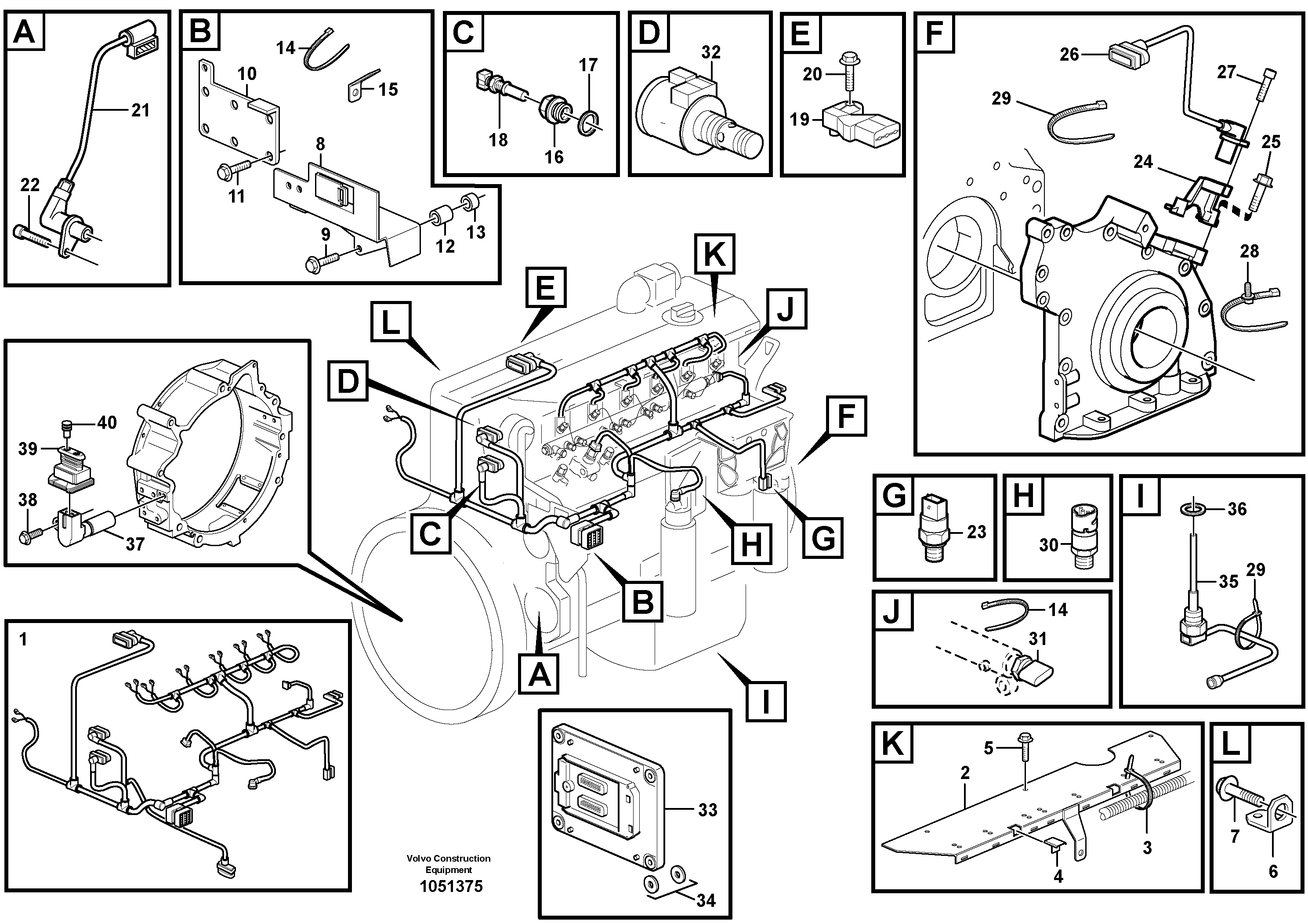 Схема запчастей Volvo EW180C - 67518 Cable harness, engine EW180C