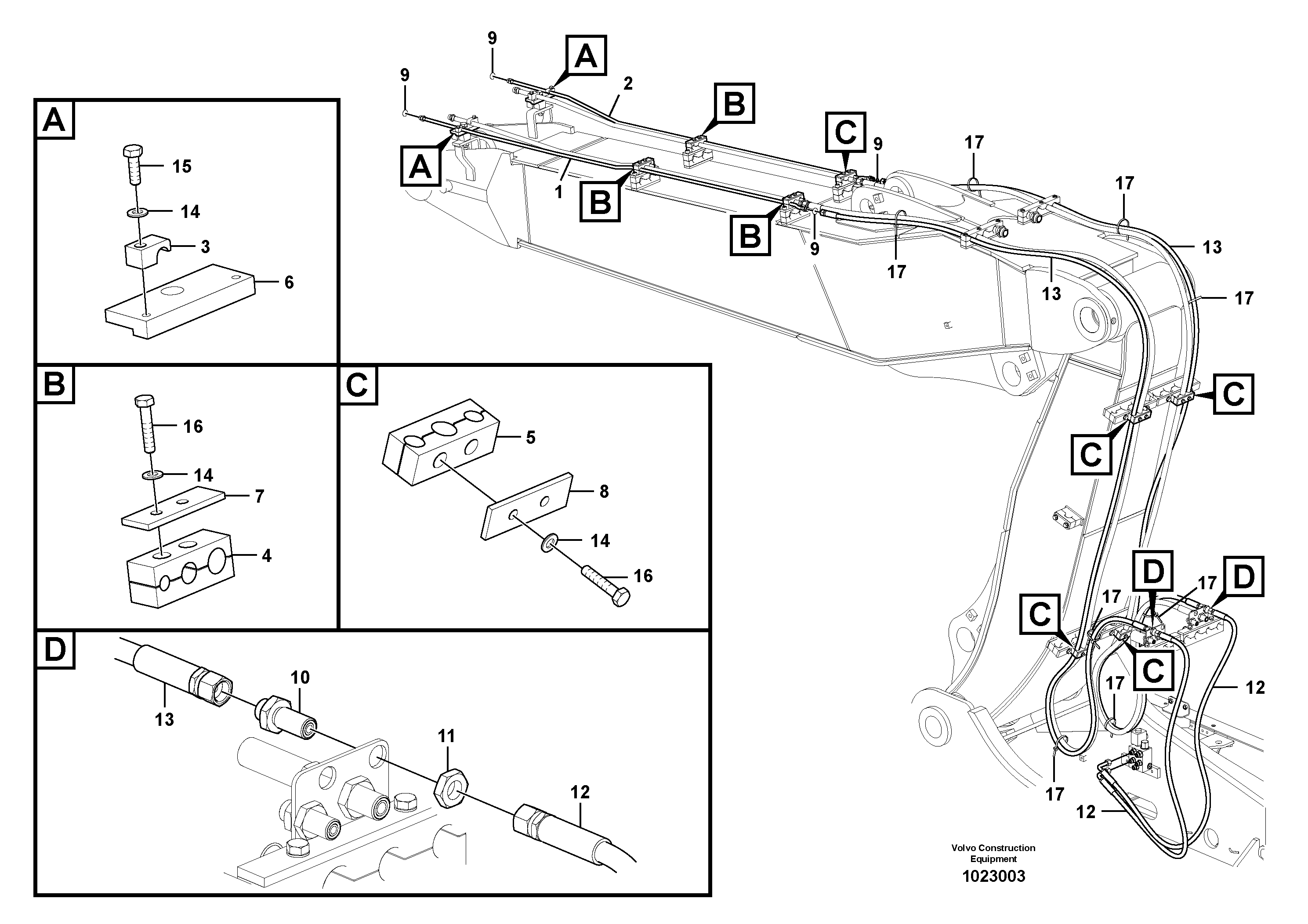 Схема запчастей Volvo EW180C - 105930 Working hydraulic, quick fit on boom EW180C