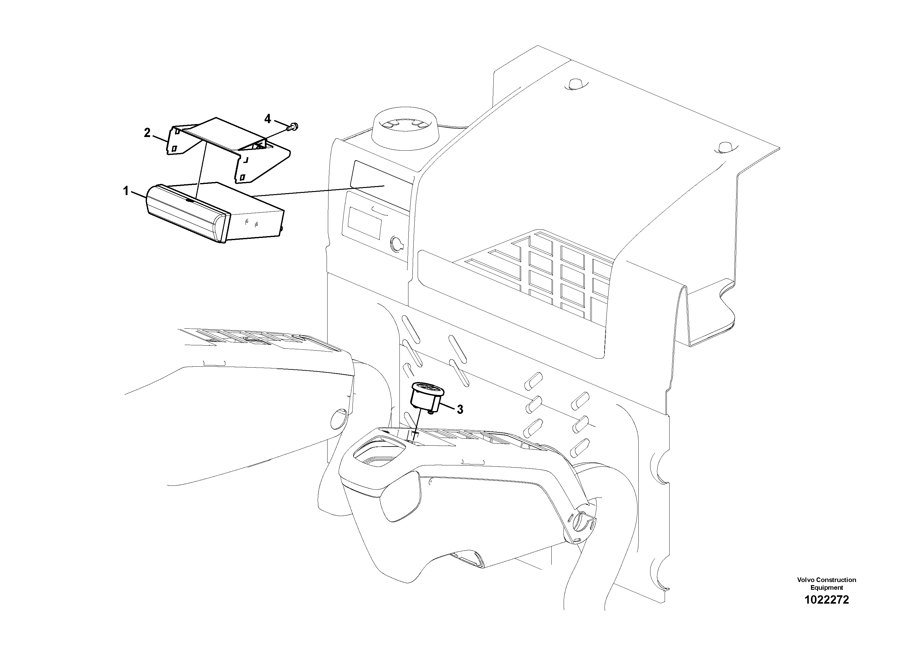 Схема запчастей Volvo EW180C - 17468 Cassette radio recorder with mounting details EW180C