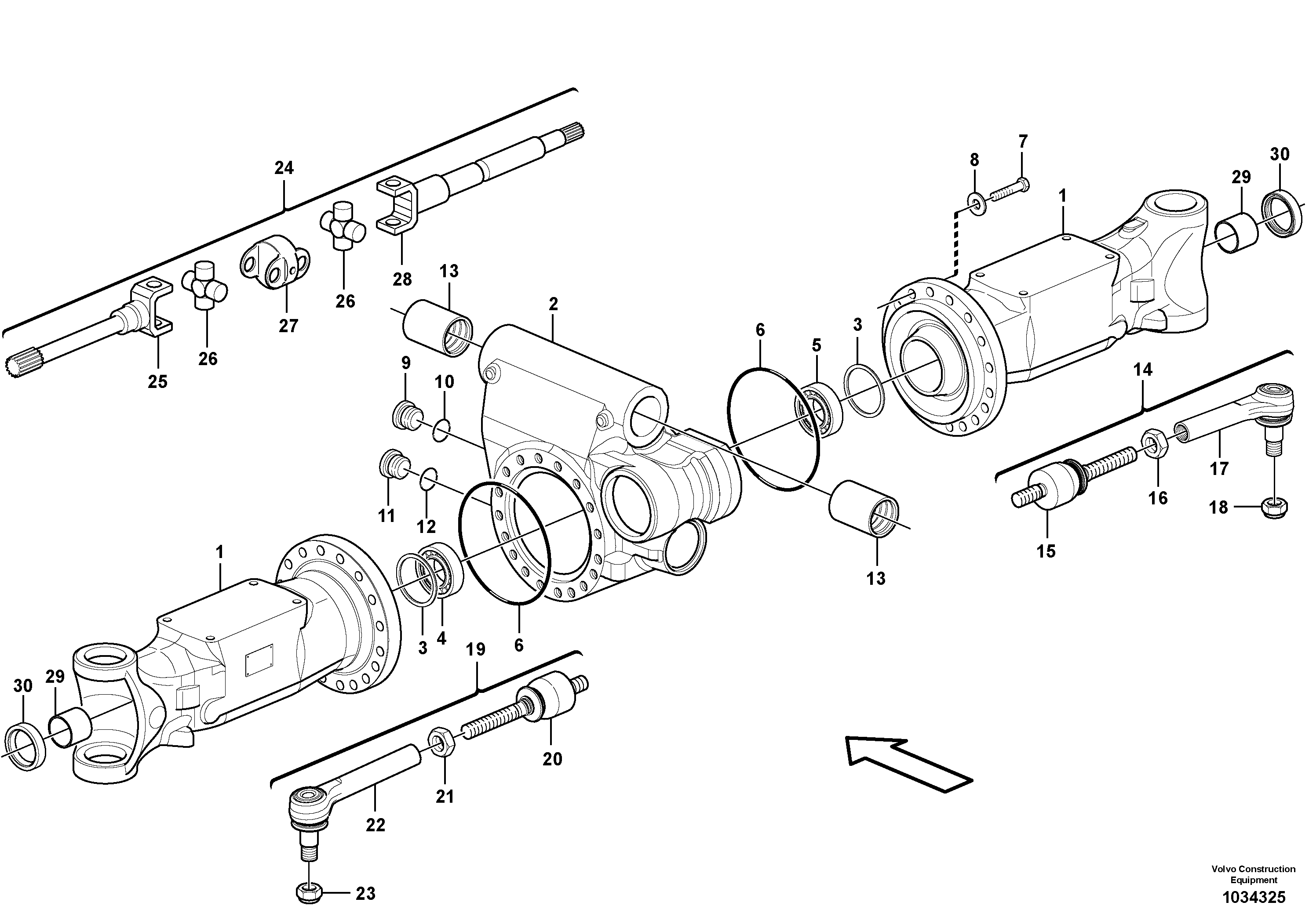 Схема запчастей Volvo EW210C - 83390 Front axle, Shaft cover EW210C