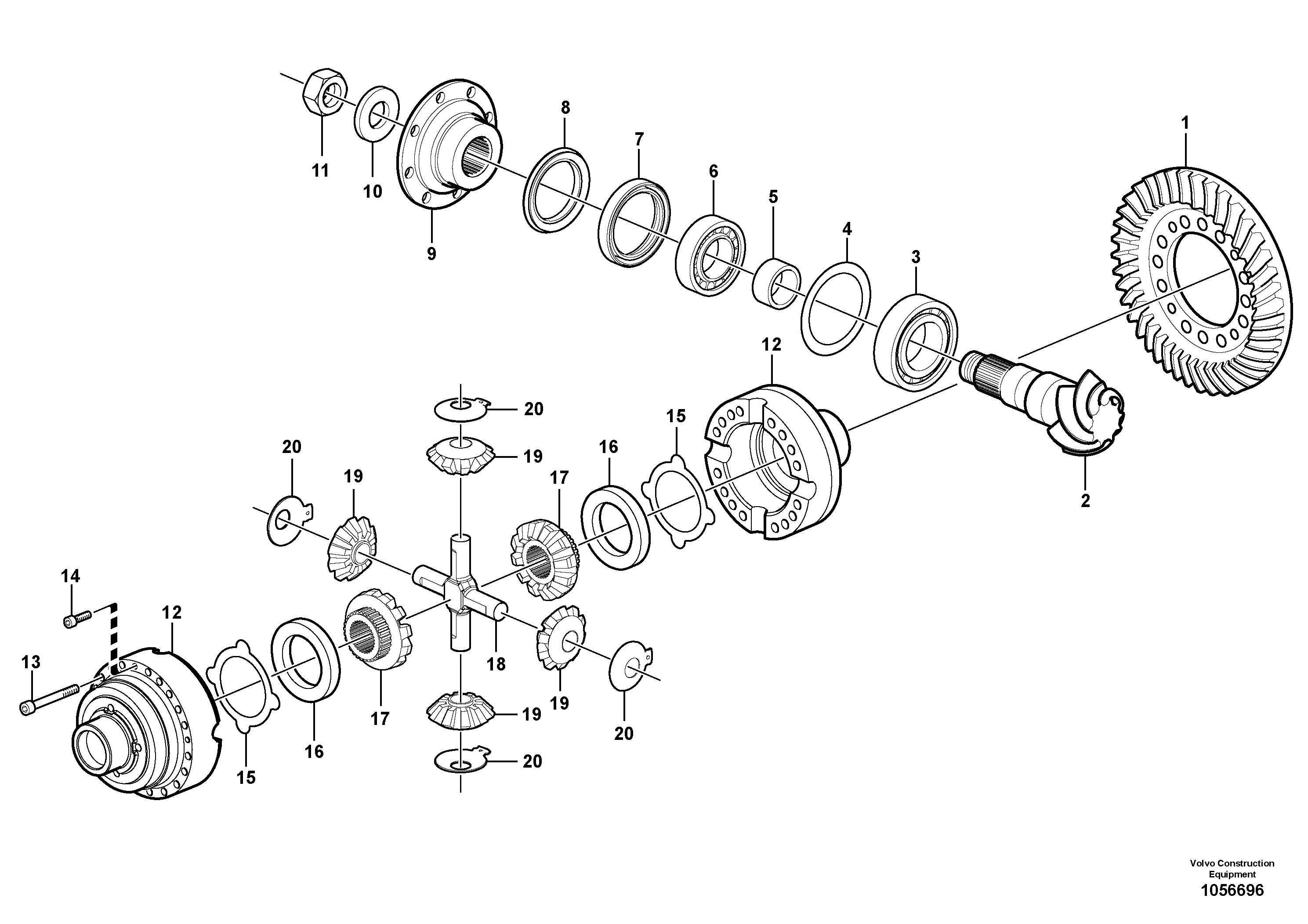 Схема запчастей Volvo EW210C - 86407 Дифференциал переднего моста EW210C