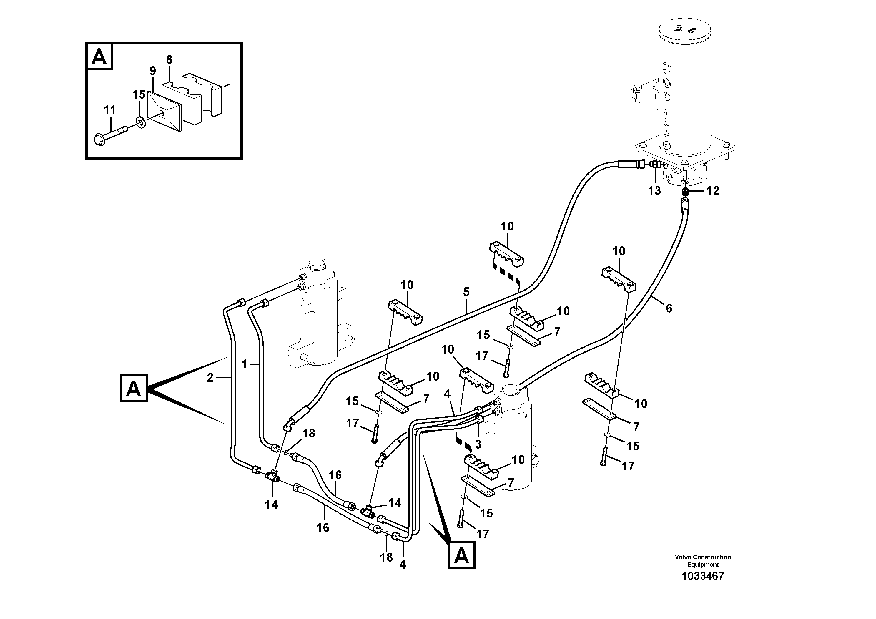 Схема запчастей Volvo EW210C - 88509 Oscillating system EW210C
