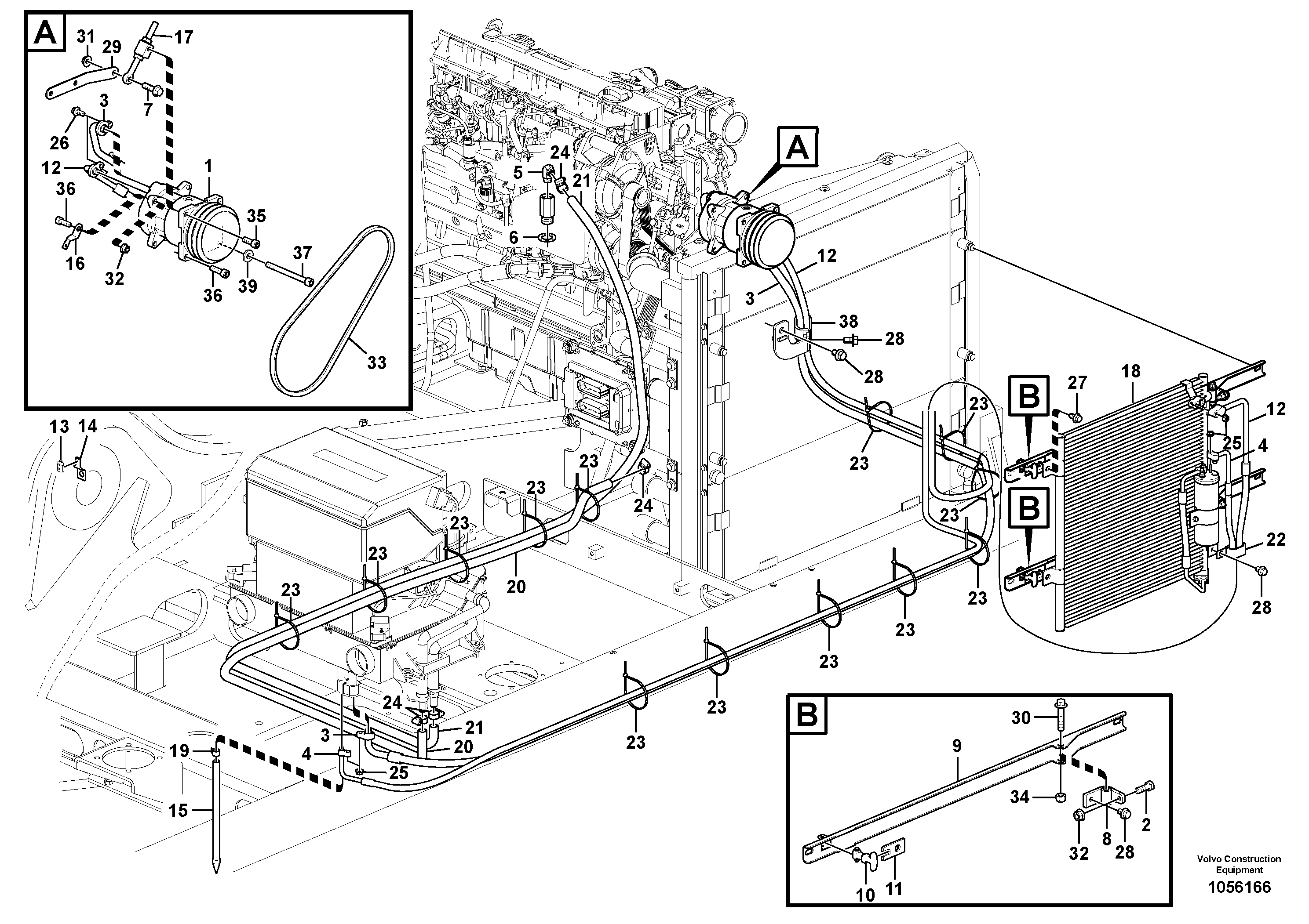 Схема запчастей Volvo EW210C - 103609 Air conditioning line, cooling and heater EW210C