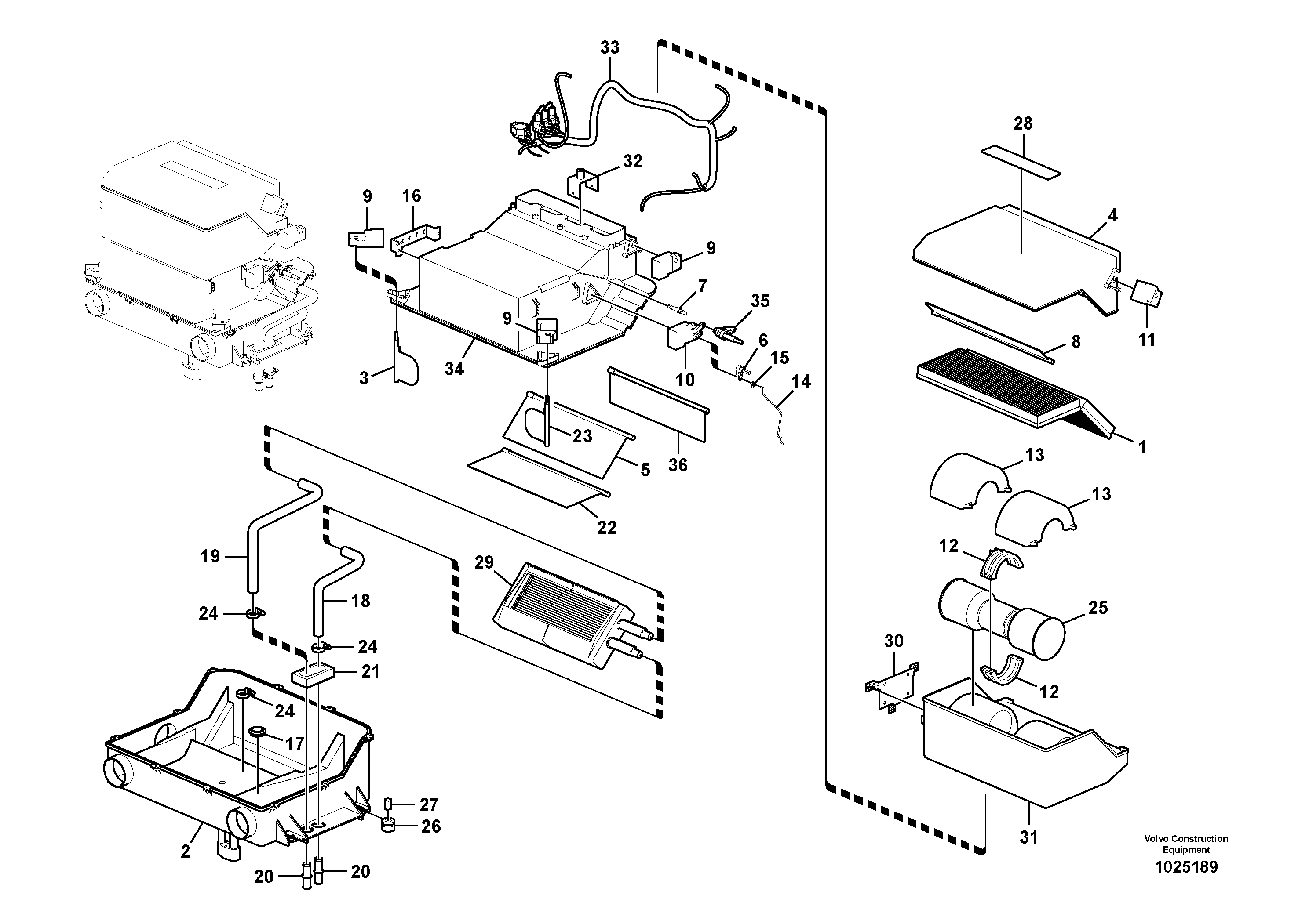 Схема запчастей Volvo EW210C - 84299 Heating unit EW210C