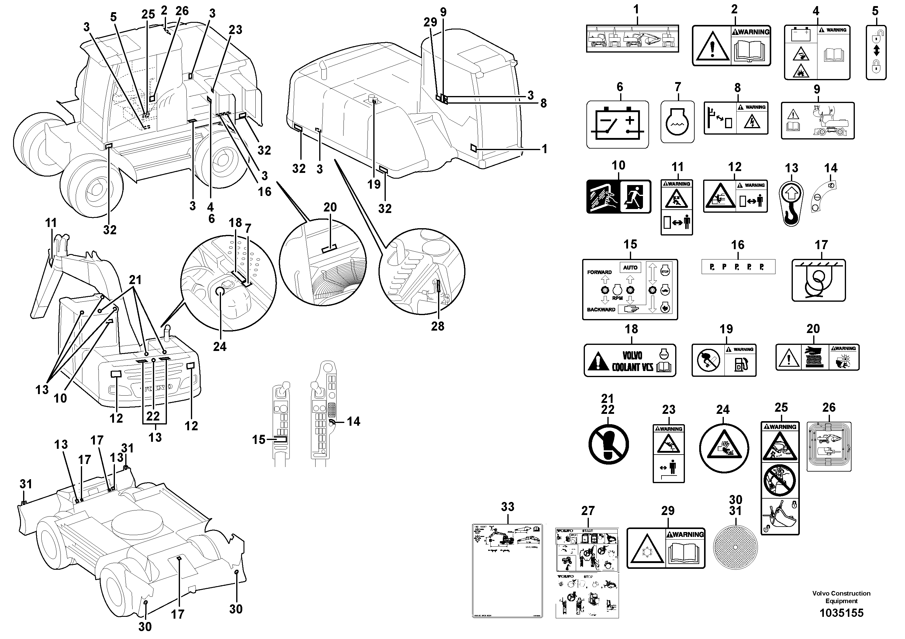 Схема запчастей Volvo EW210C - 104942 Sign plates and decals EW210C