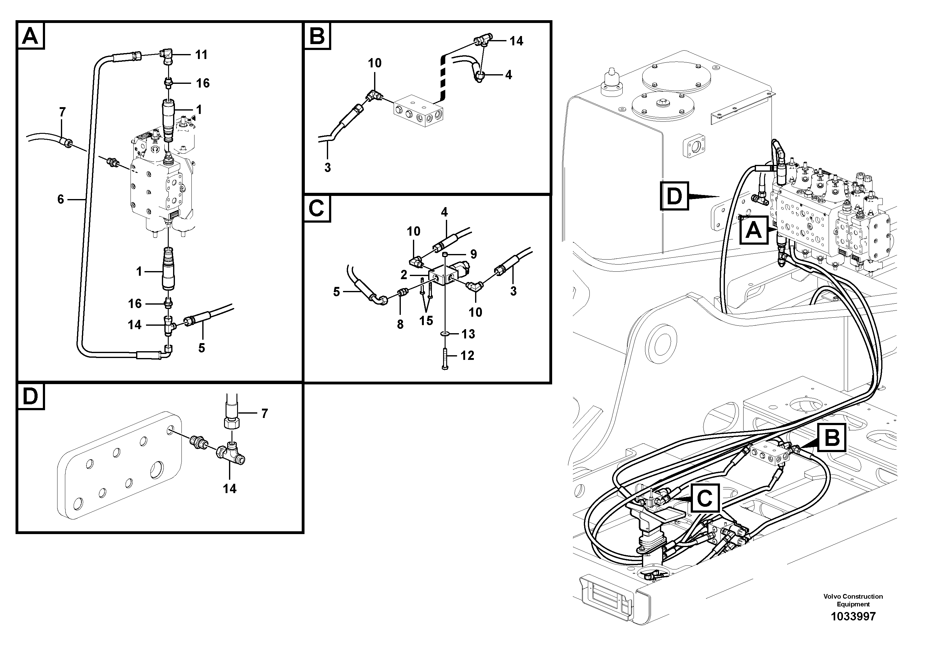 Схема запчастей Volvo EW210C - 82303 Servo system, hammer and shear EW210C