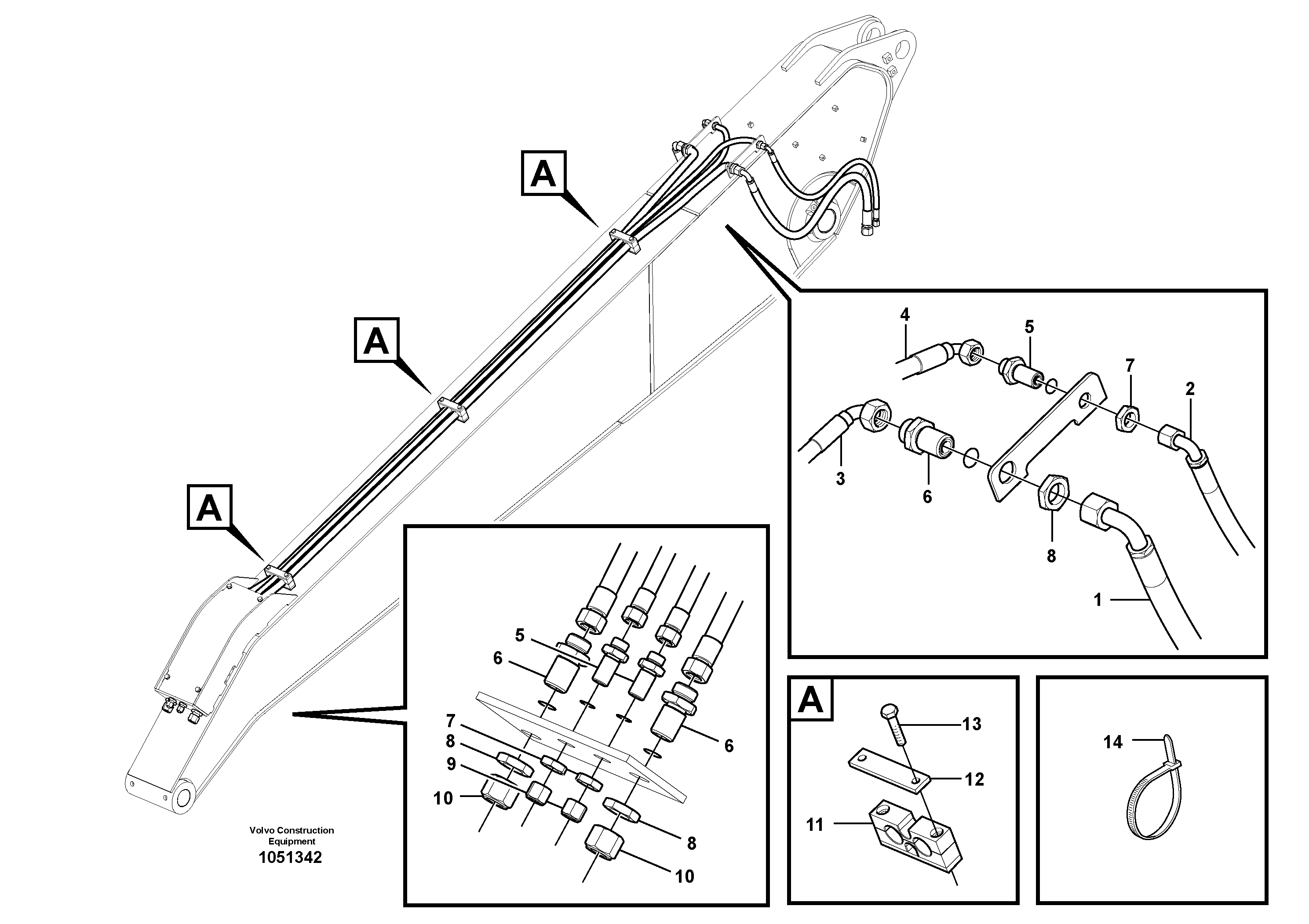 Схема запчастей Volvo EW210C - 82457 Working hydraulic, clamshell EW210C