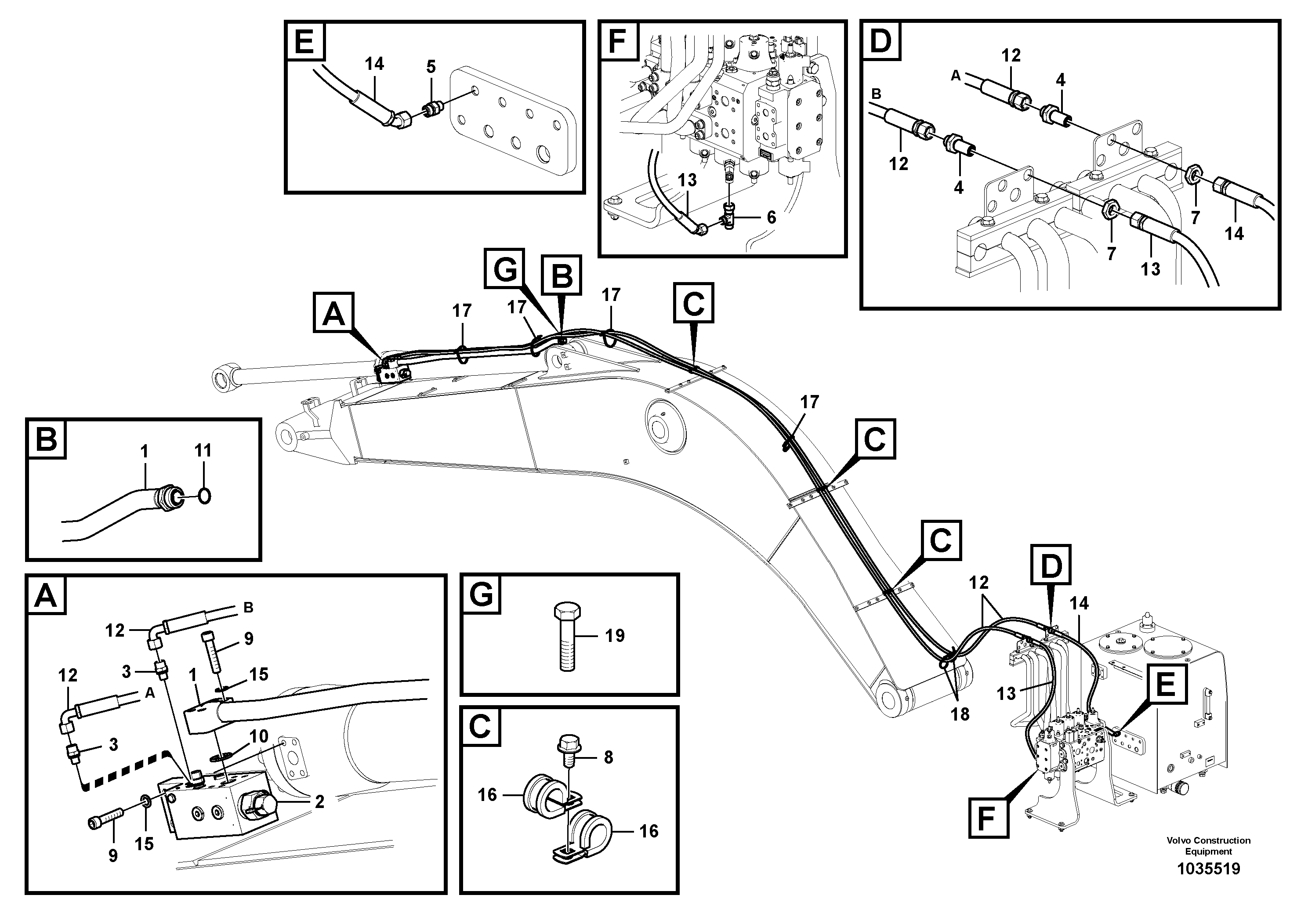 Схема запчастей Volvo EW210C - 88385 Working hydraulic, dipper arm rupture EW210C