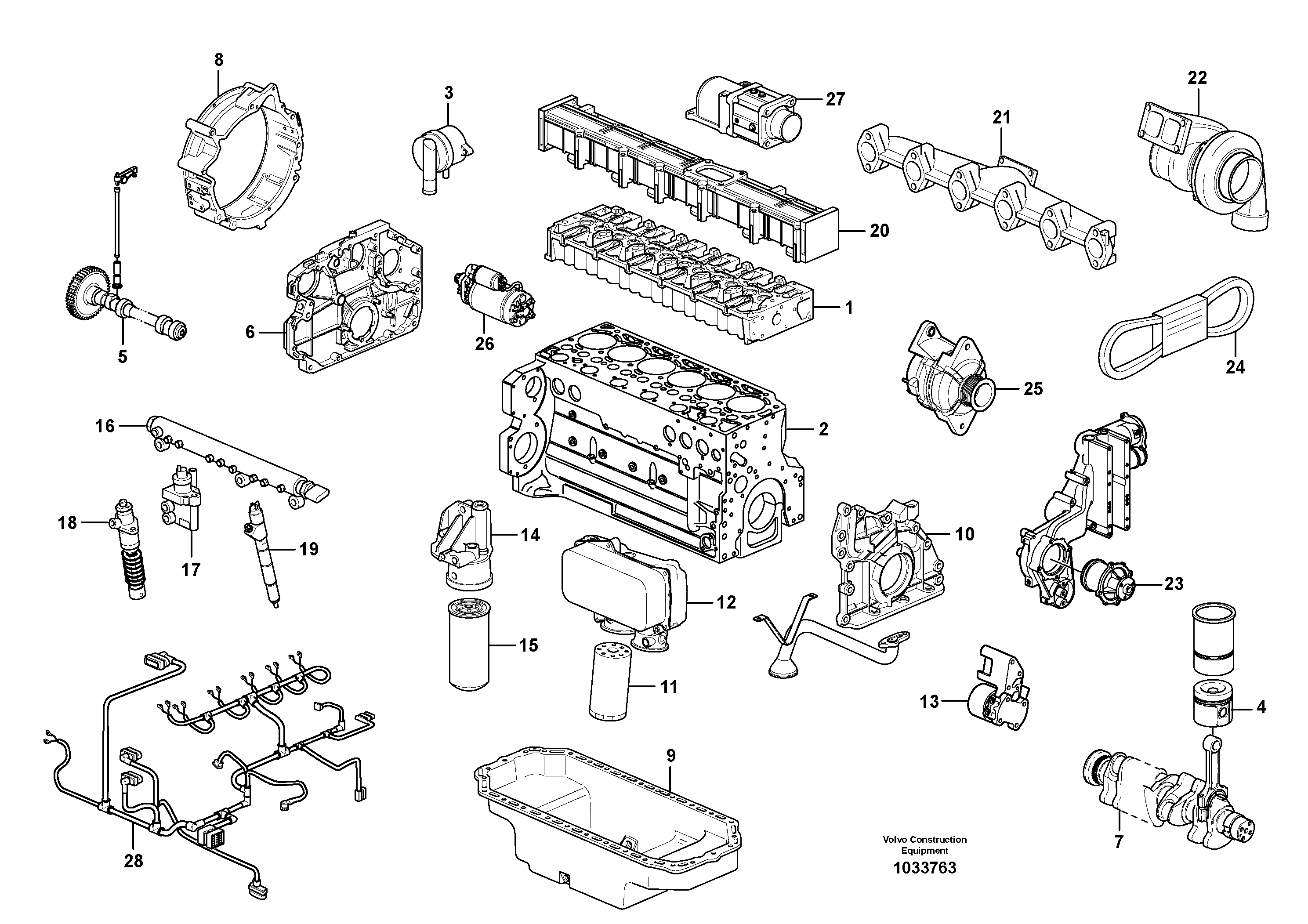 Схема запчастей Volvo EW210C - 88401 Двигатель в сборе EW210C