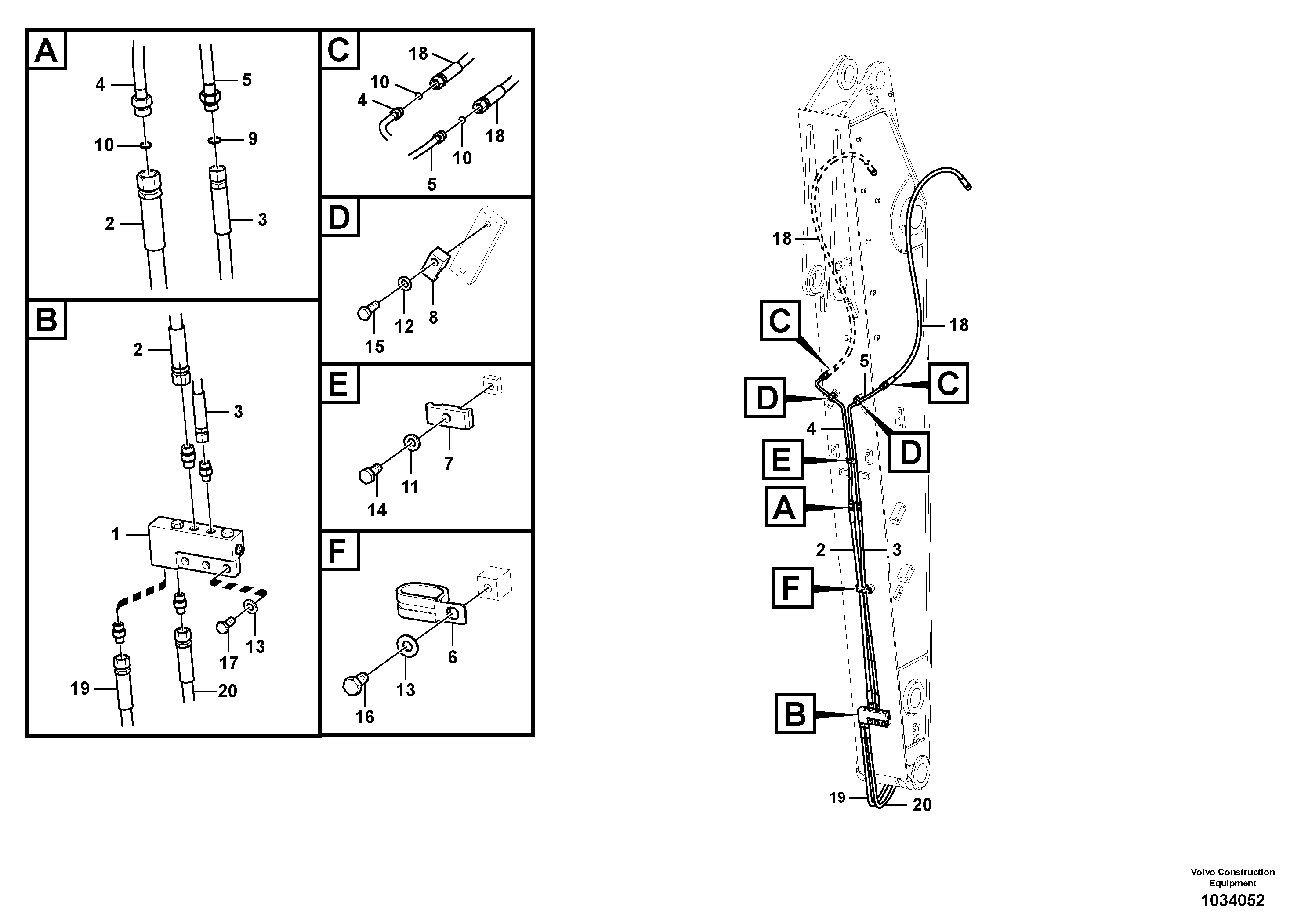 Схема запчастей Volvo EW210C - 83123 Working hydraulic, quick fit on dipper arm EW210C