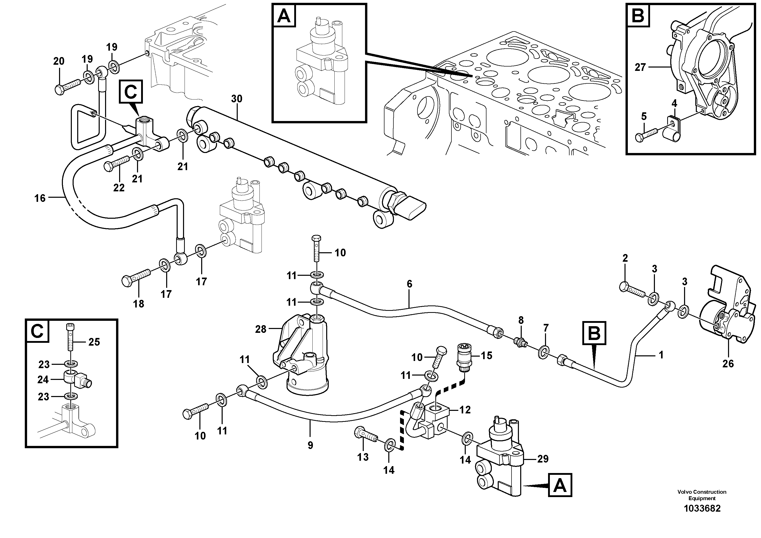 Схема запчастей Volvo EW210C - 89901 Fuel pipes, fuel pump EW210C
