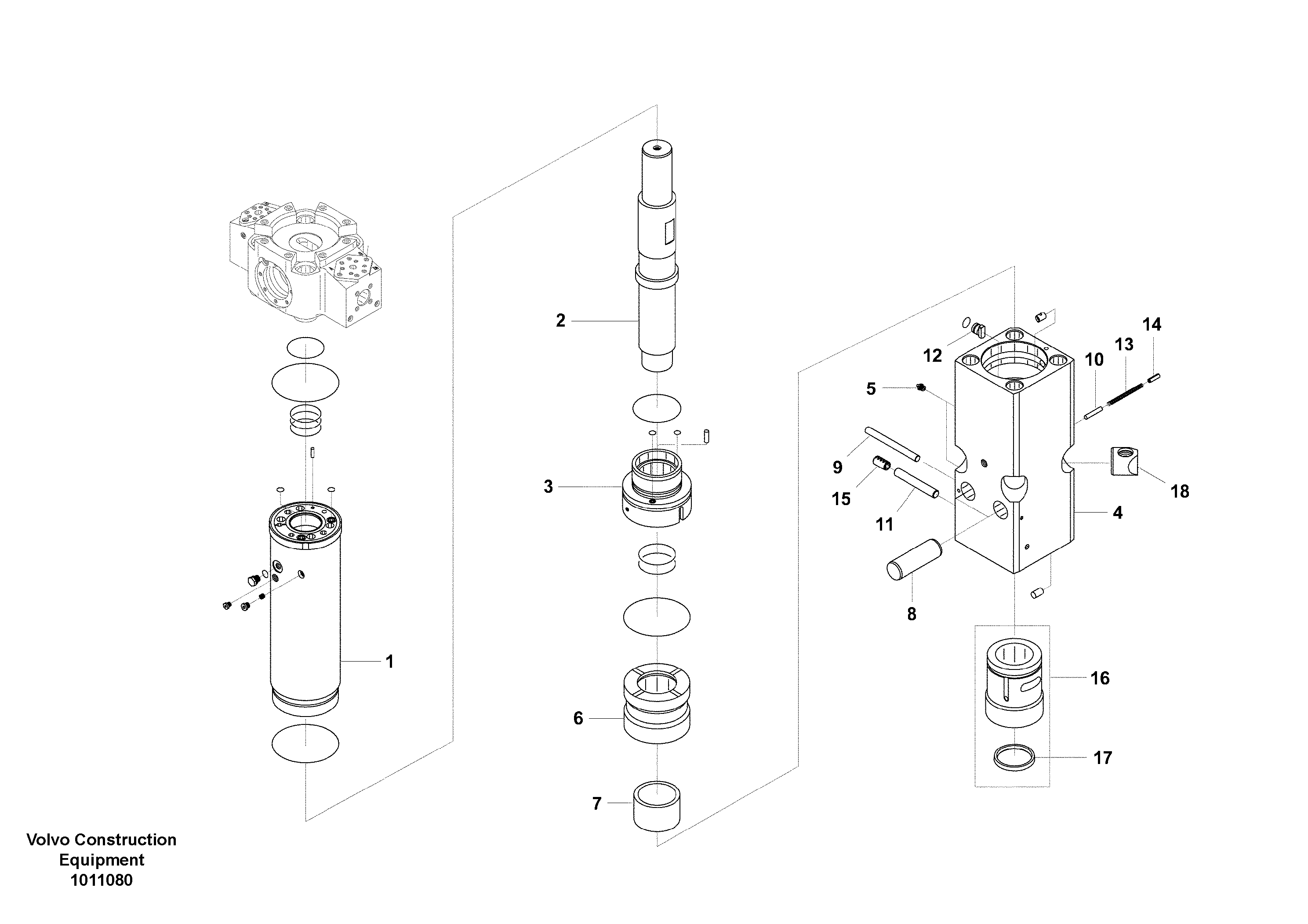 Схема запчастей Volvo EW210C - 87861 Hydraulic Hammer, Accumulator Housing EW210C