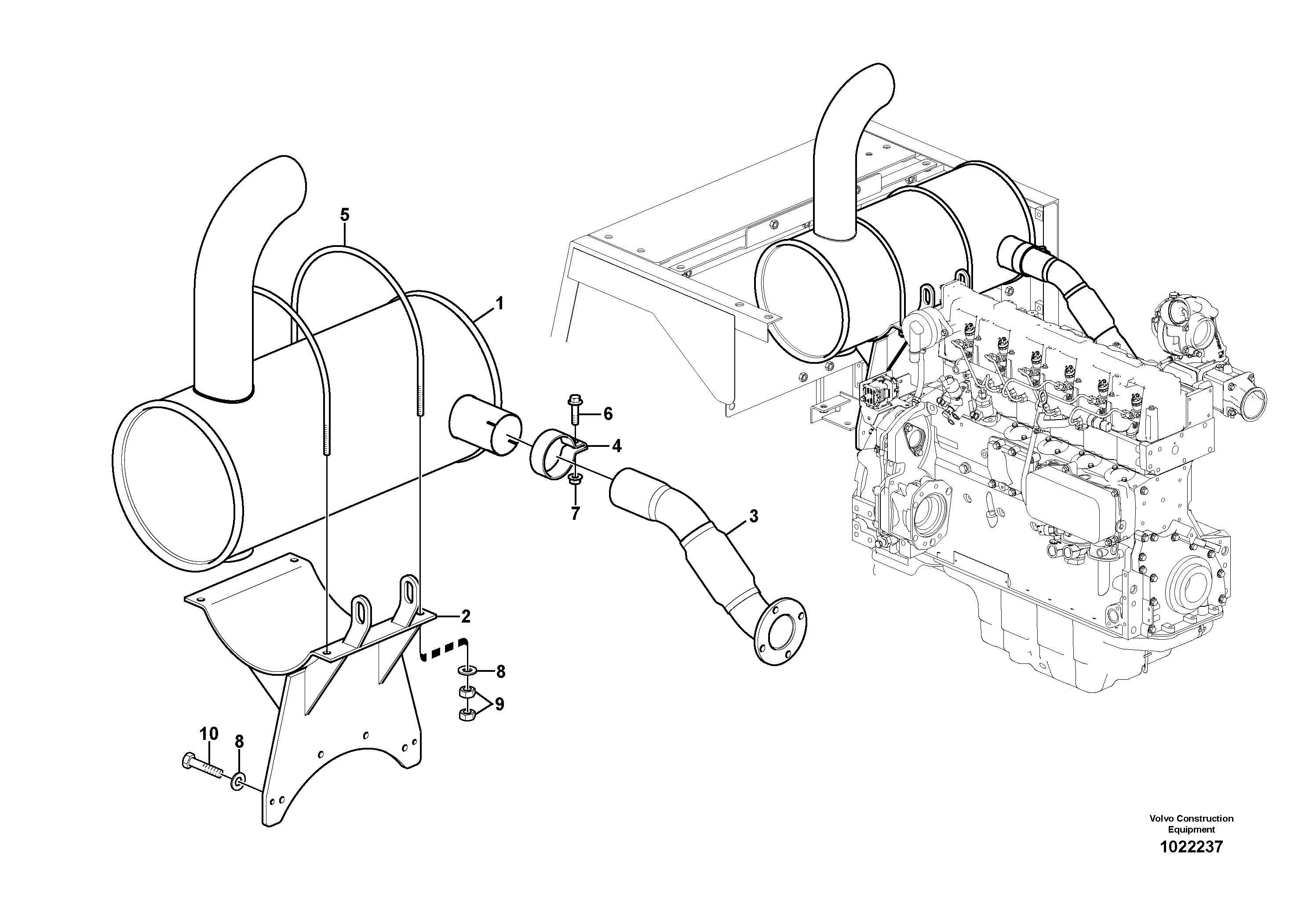 Схема запчастей Volvo EW210C - 81816 Выхлопная система EW210C