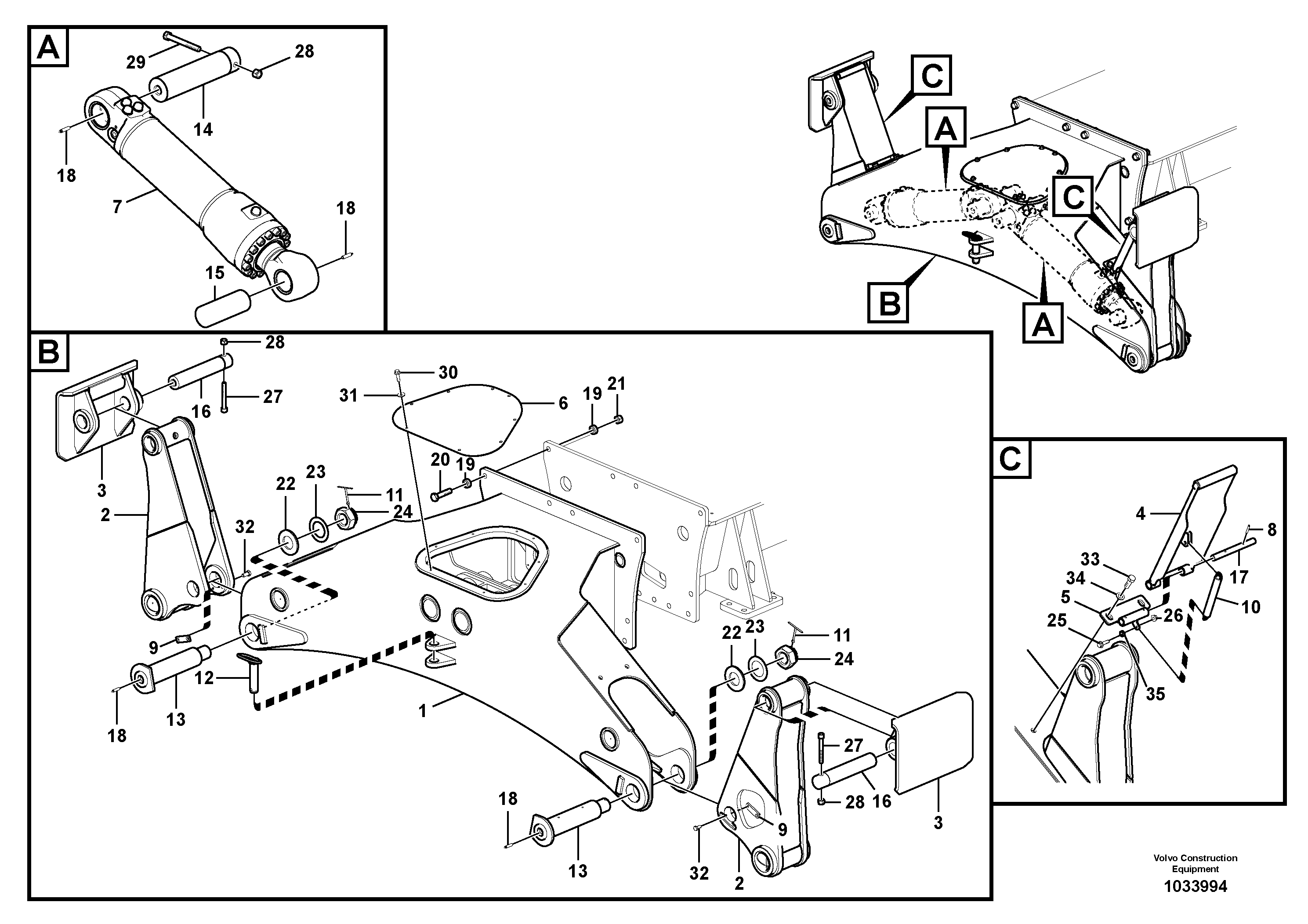 Схема запчастей Volvo EW210C - 87888 Outrigger with flexible plates EW210C