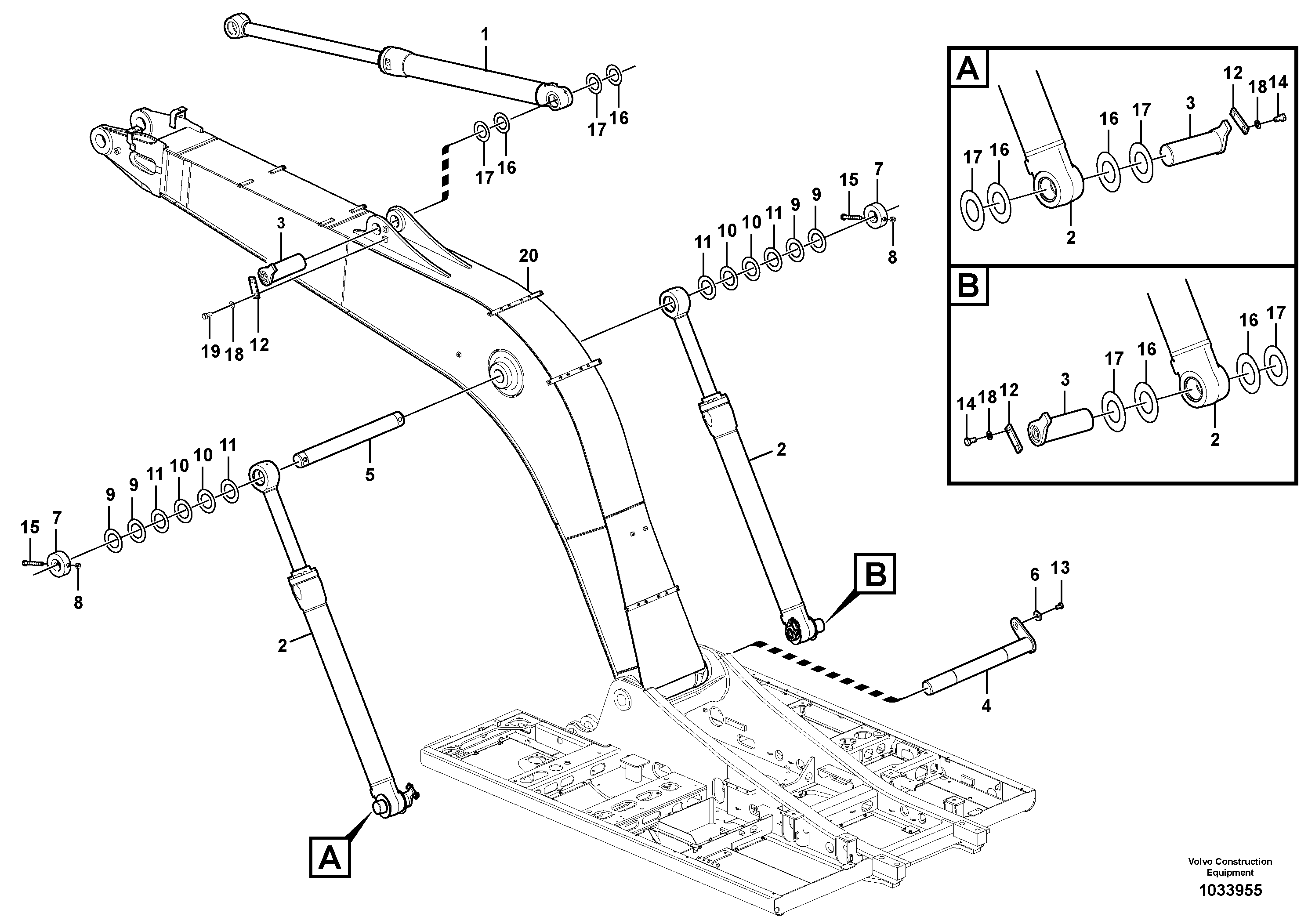 Схема запчастей Volvo EW210C - 88293 Links to boom EW210C