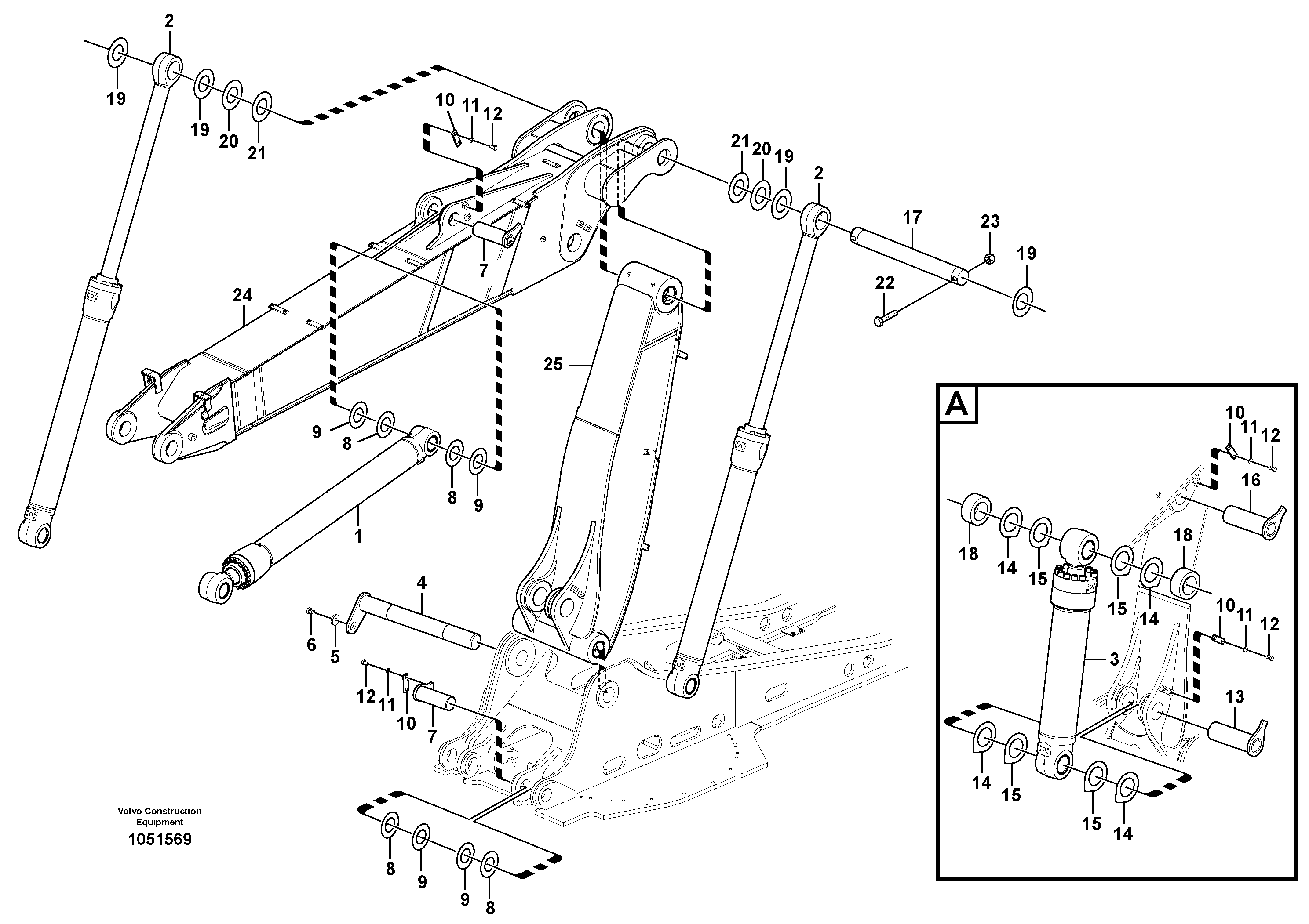 Схема запчастей Volvo EW210C - 88410 Links to boom, adjustable EW210C