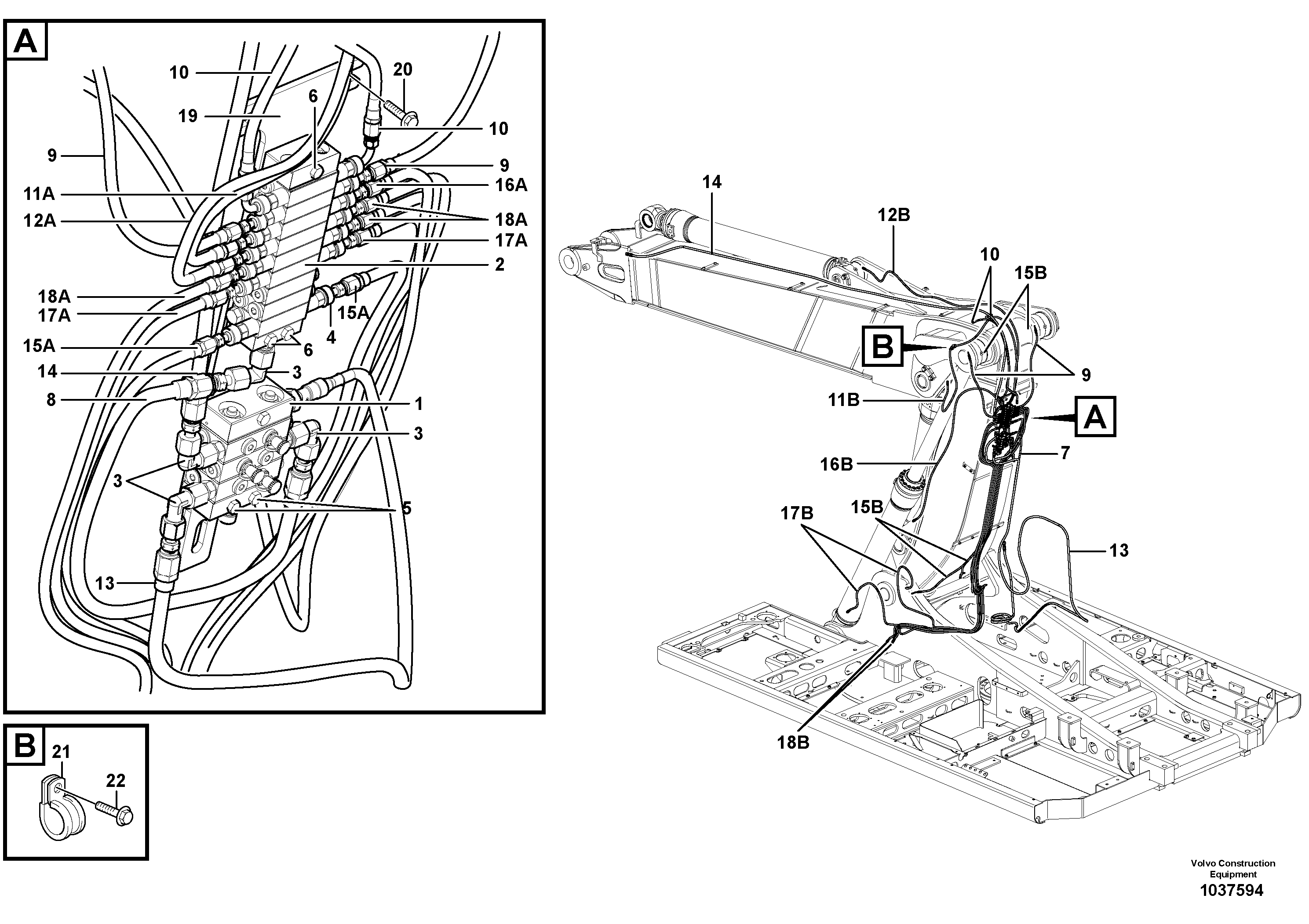 Схема запчастей Volvo EW210C - 92951 Distributor set, boom EW210C