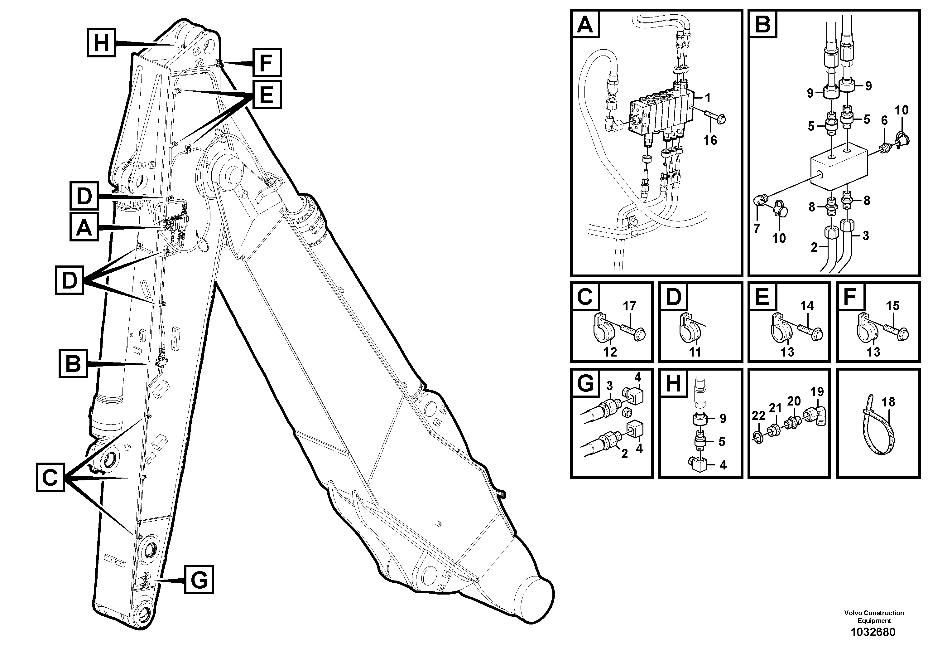 Схема запчастей Volvo EW210C - 94844 Automatic lubrication system, arm EW210C