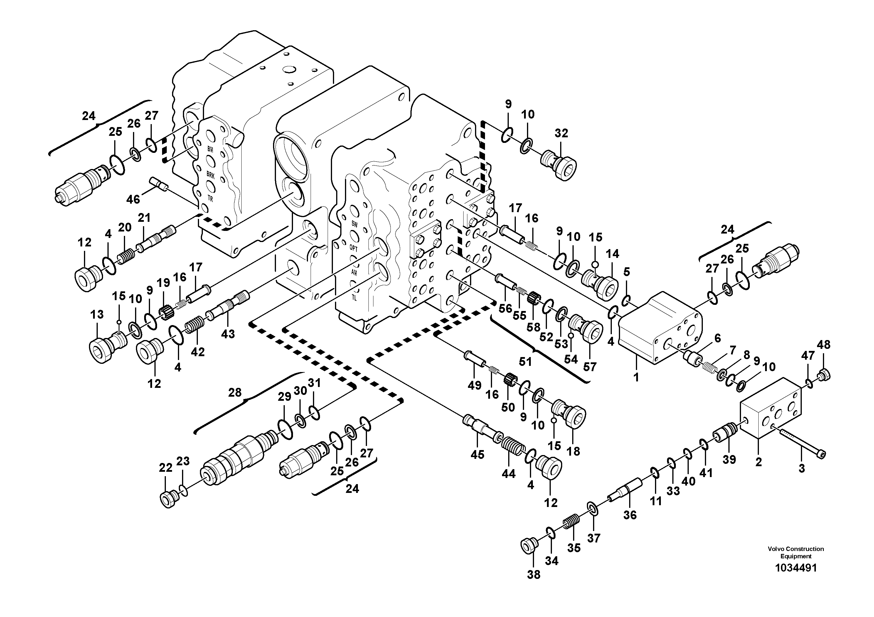 Схема запчастей Volvo EC290C - 67779 Main control valve, relief valve and dipper arm holding EC290C