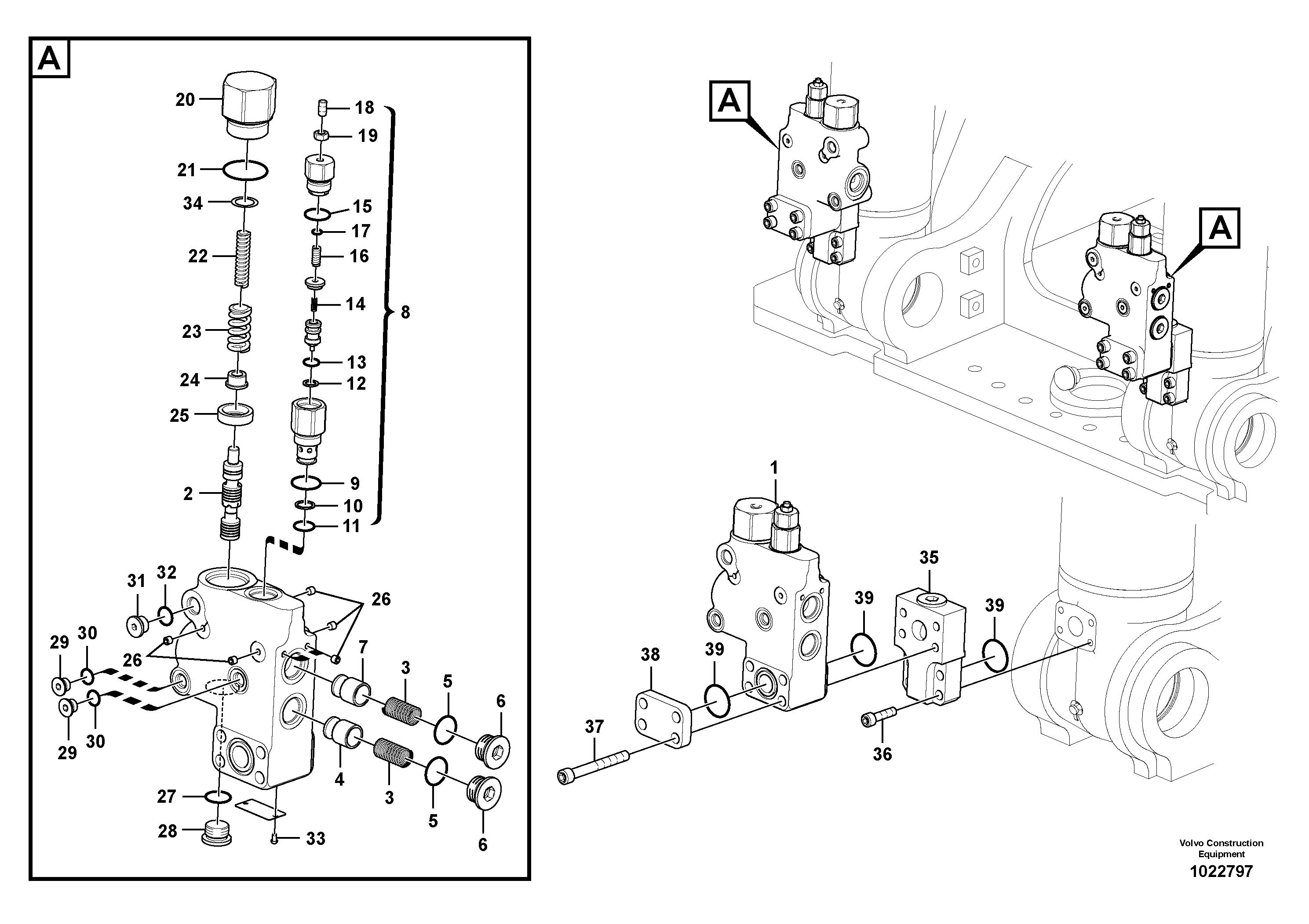 Схема запчастей Volvo EC290C - 91529 Working hydraulic, boom rupture valve mount EC290C