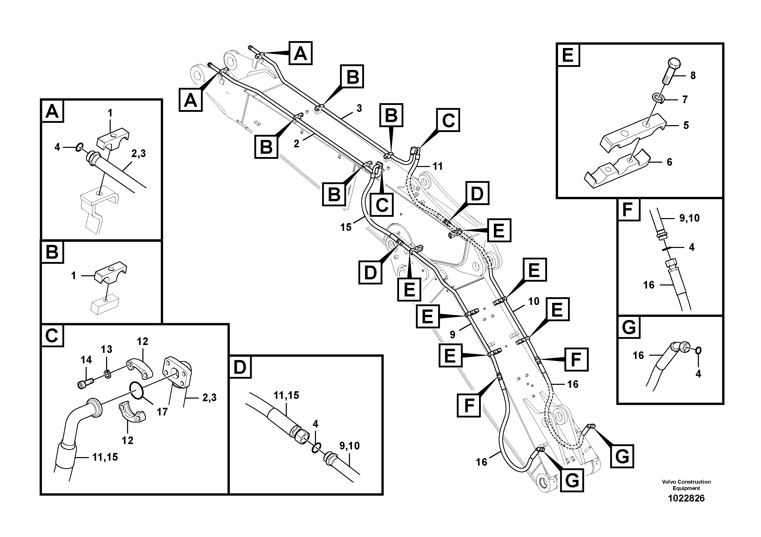 Схема запчастей Volvo EC290C - 25935 Working hydraulic, hammer and shear for adjustable boom EC290C