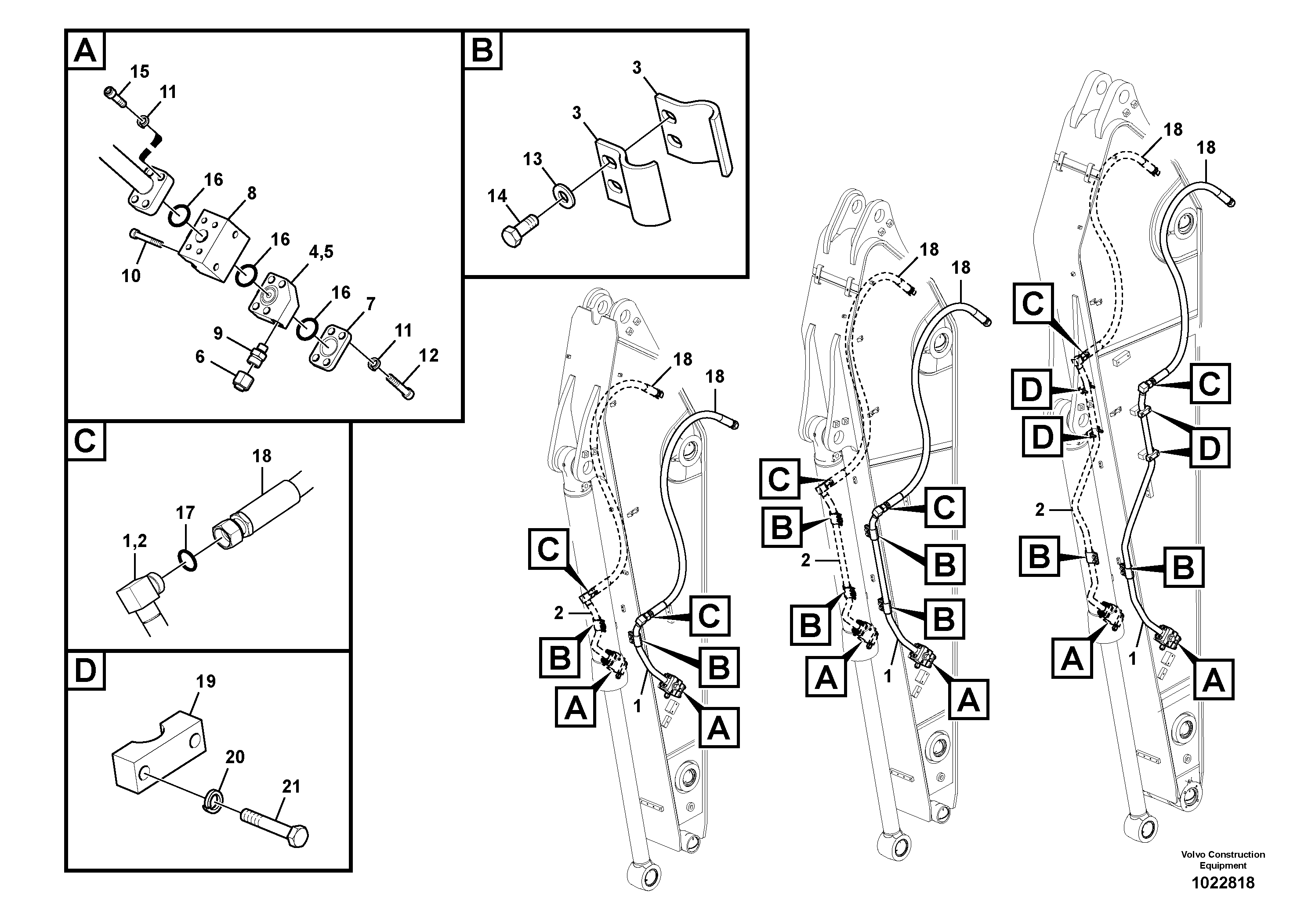 Схема запчастей Volvo EC290C - 81661 Working hydraulic, hammer and shear for dipper arm EC290C