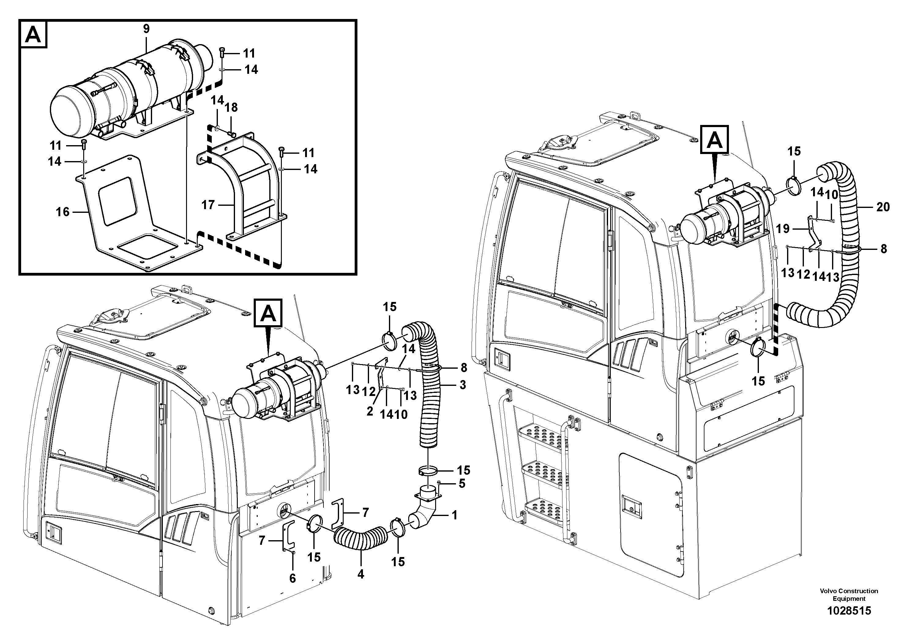 Схема запчастей Volvo EC290C - 62881 Air filter, mounting EC290C