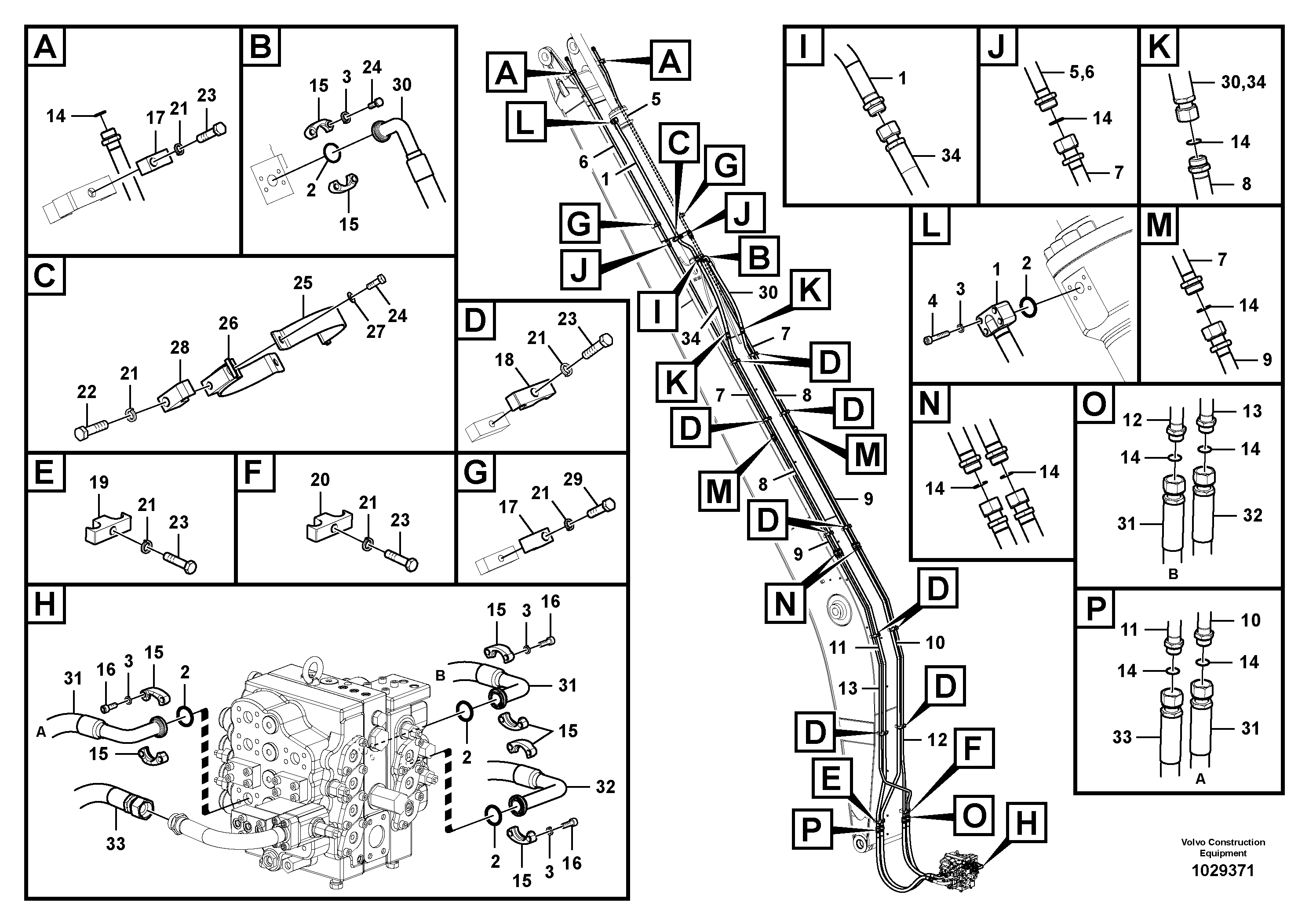 Схема запчастей Volvo EC290C - 99109 Working hydraulic, dipper arm cylinder on long boom EC290C
