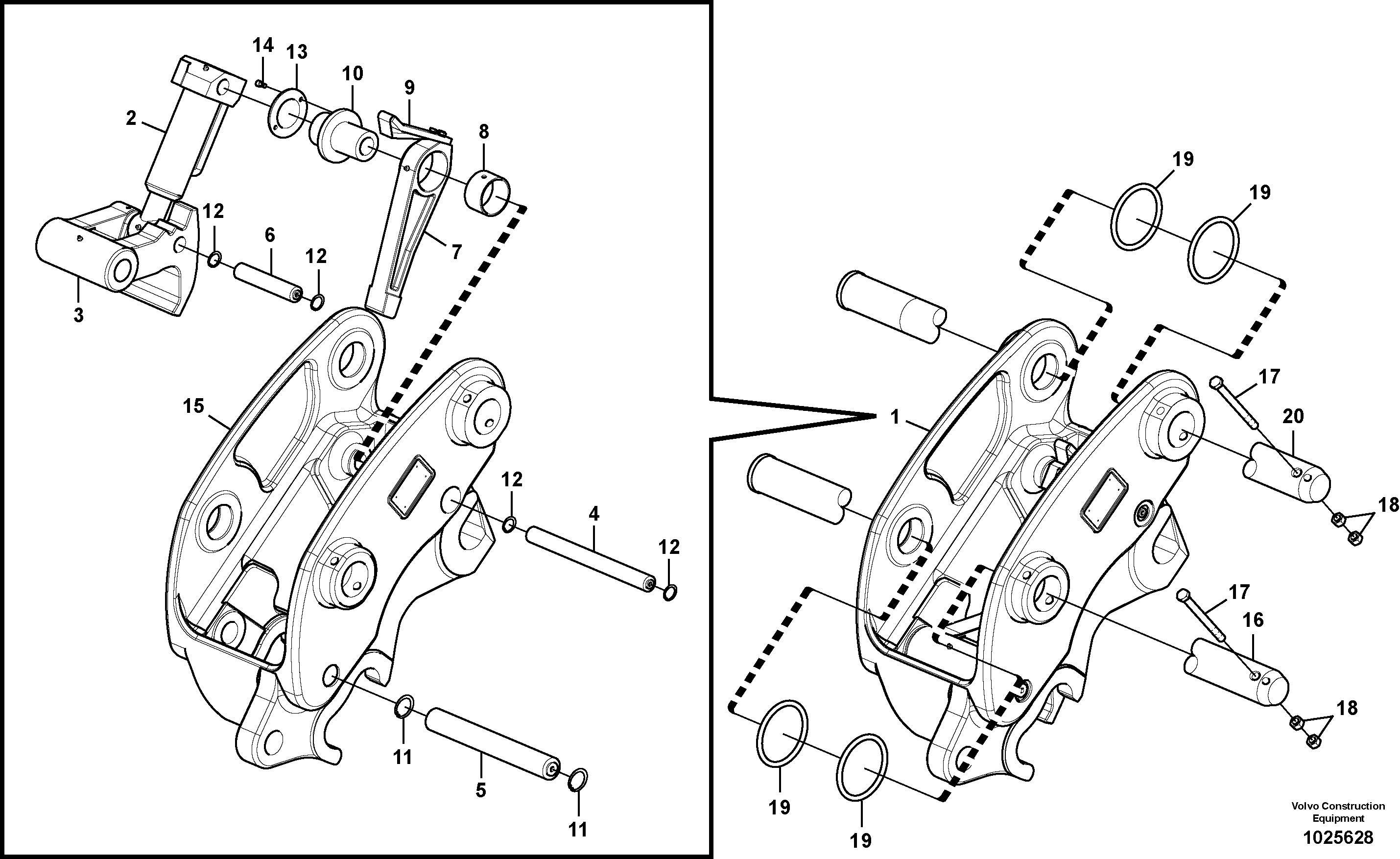 Схема запчастей Volvo EC290C - 27948 Attachment bracket, quickfit EC290C