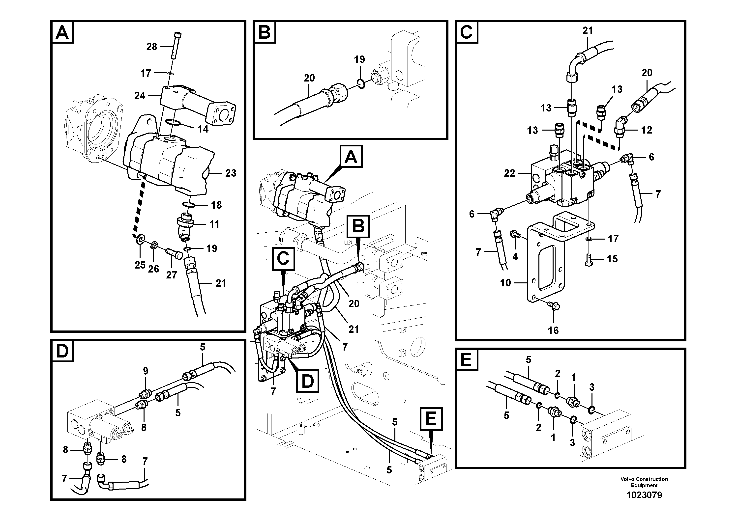 Схема запчастей Volvo EC290C - 84581 Working hydraulic, slope and rotator on upper frame EC290C