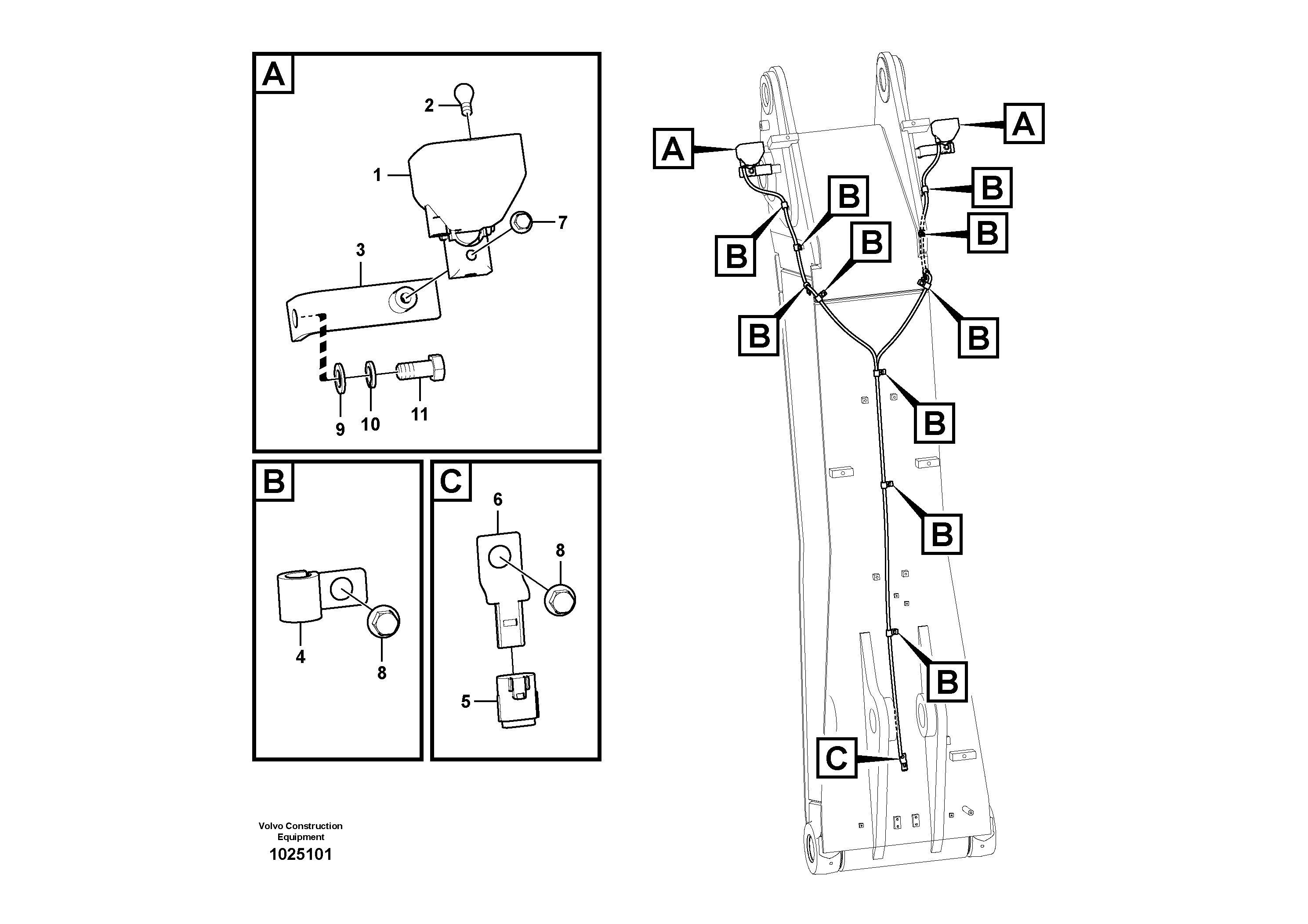 Схема запчастей Volvo EC290C - 49894 Working lamp on boom EC290C