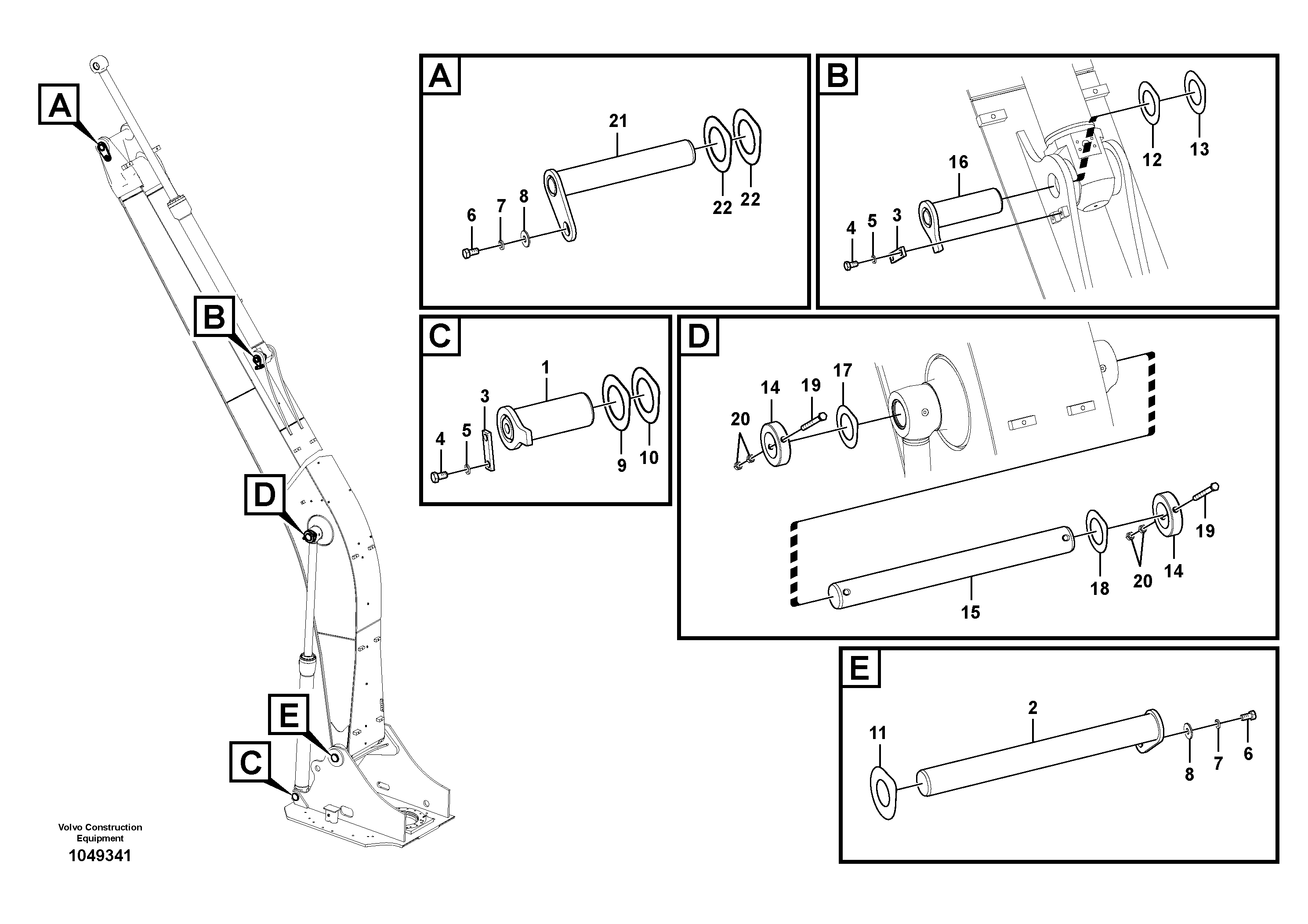 Схема запчастей Volvo EC290C - 57347 Links to boom, long reach EC290C