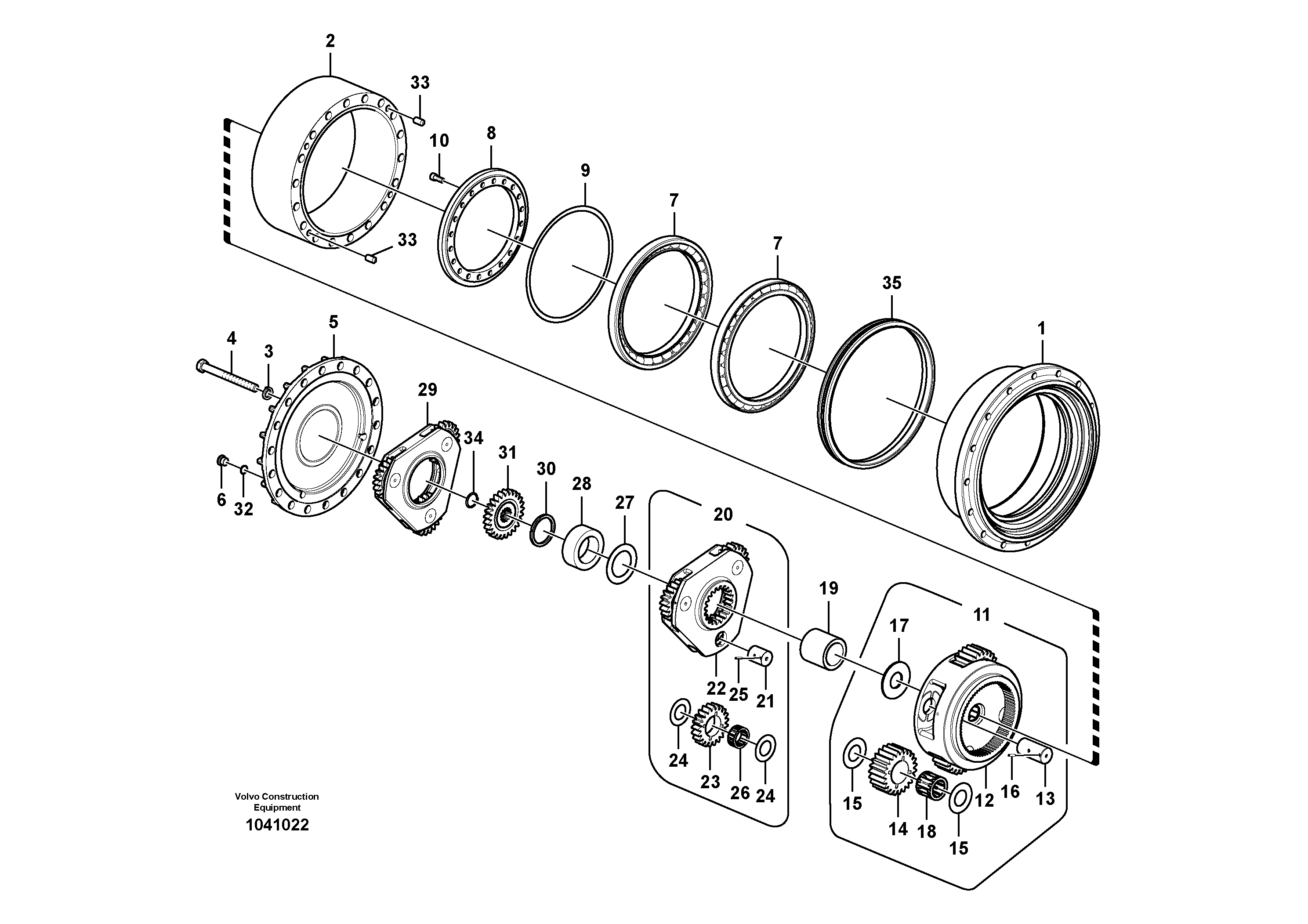 Схема запчастей Volvo EC290C - 72003 Travel gearbox EC290C