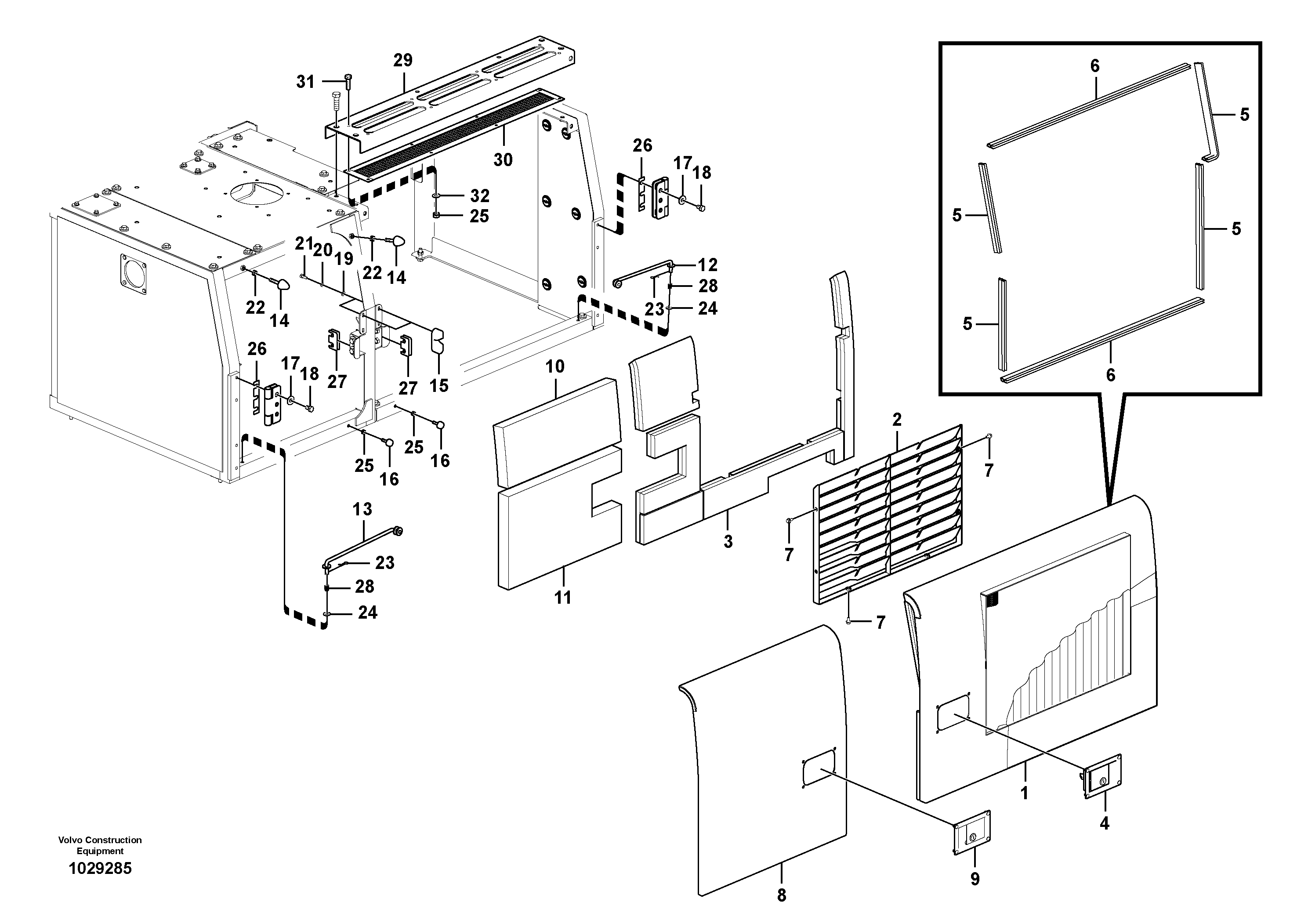 Схема запчастей Volvo EC290C - 42699 Door, side EC290C