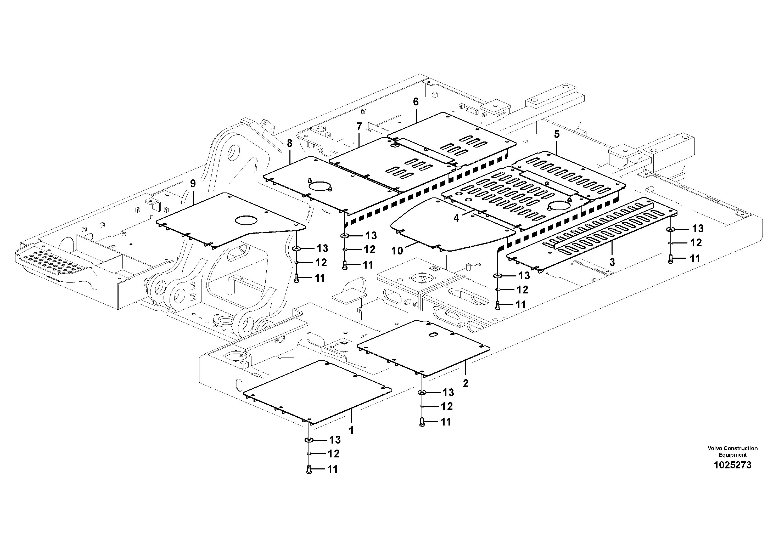 Схема запчастей Volvo EC290C - 72359 Hatches under engine, hydr.pumps, cooler, m.valve and fuel tank EC290C