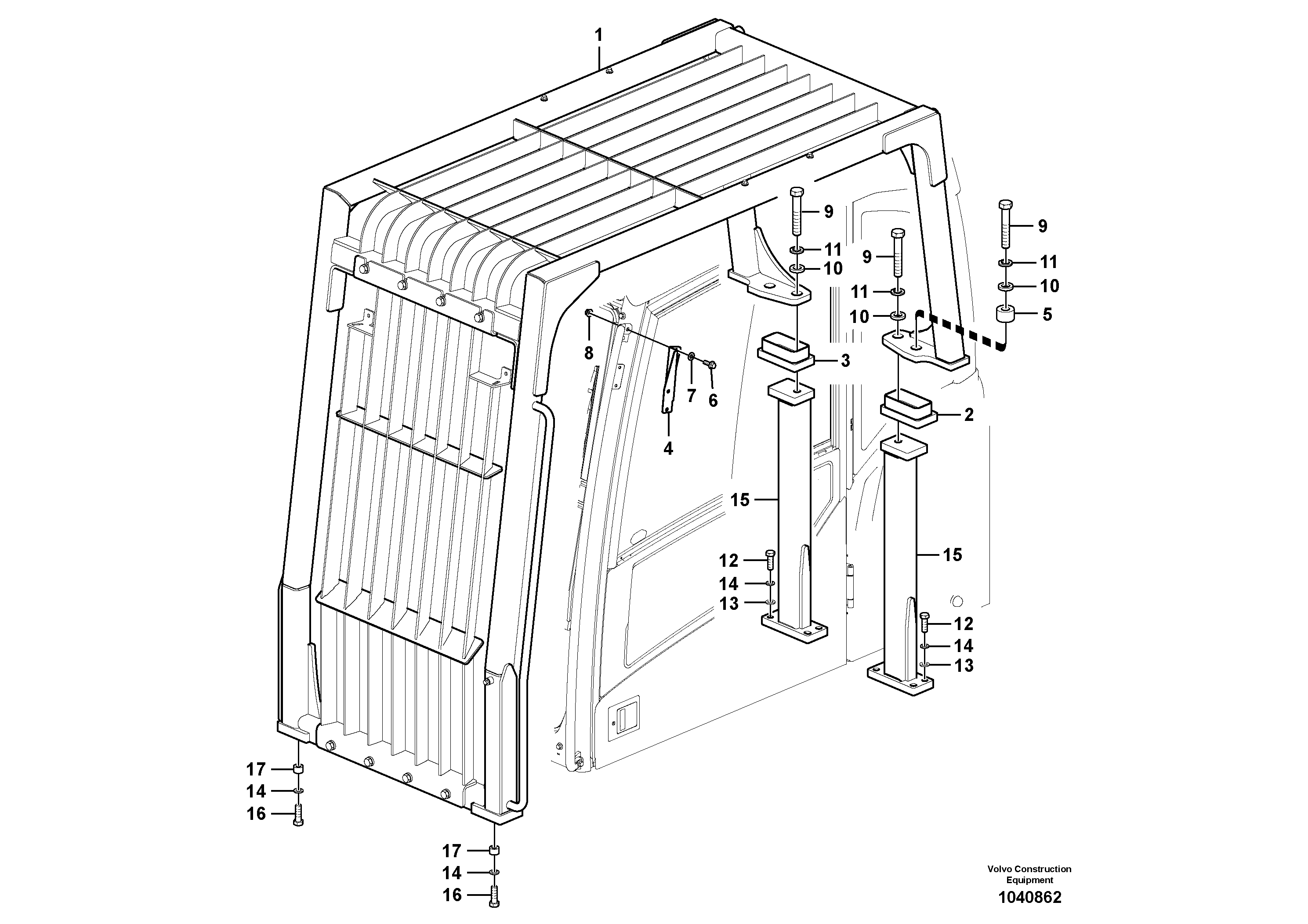 Схема запчастей Volvo EC290C - 81290 Falling object guards EC290C