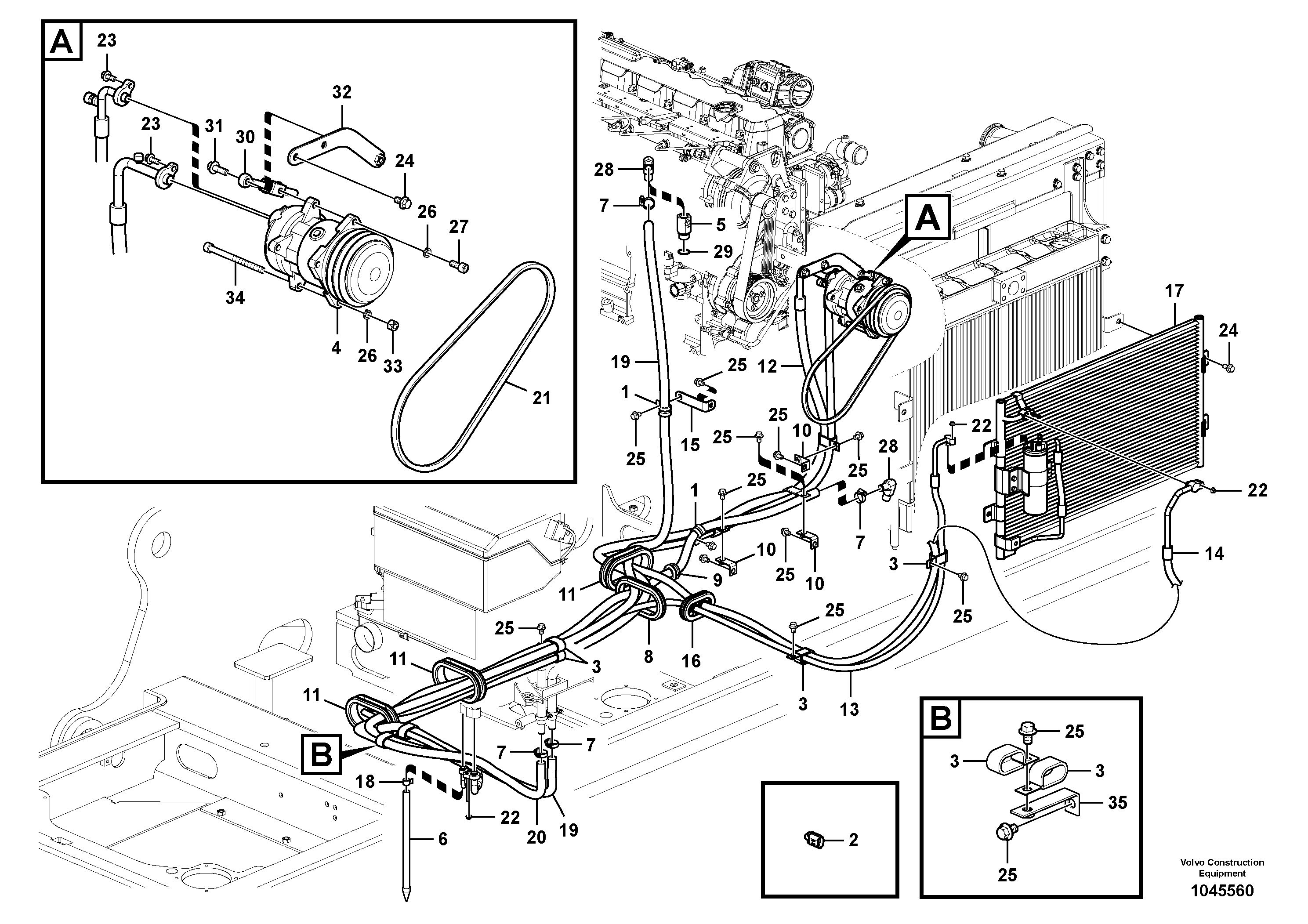 Схема запчастей Volvo EC290C - 87486 Air conditioning line, cooling and heater EC290C