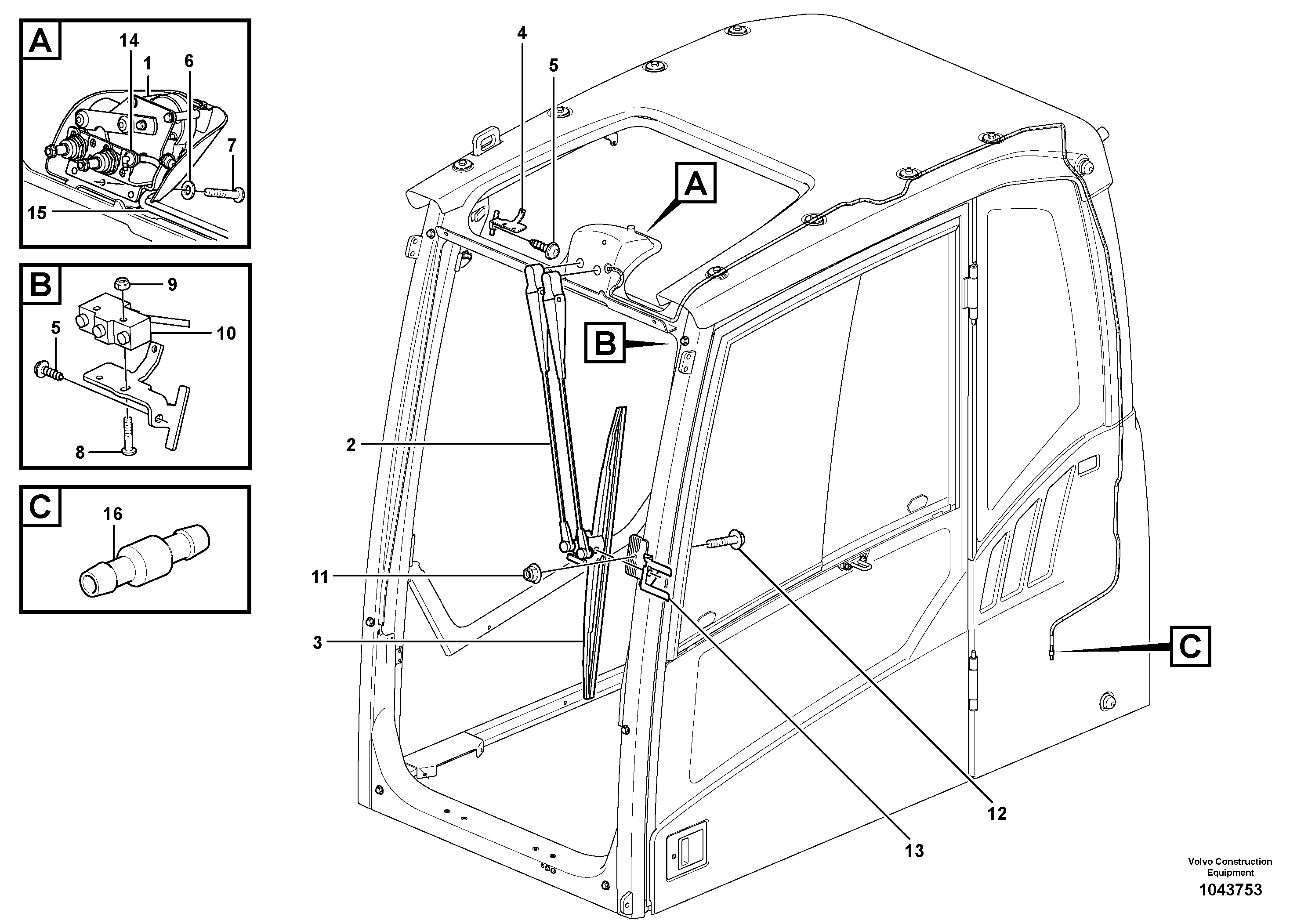 Схема запчастей Volvo EC360C - 76769 Windscreen wiper, upper EC360C