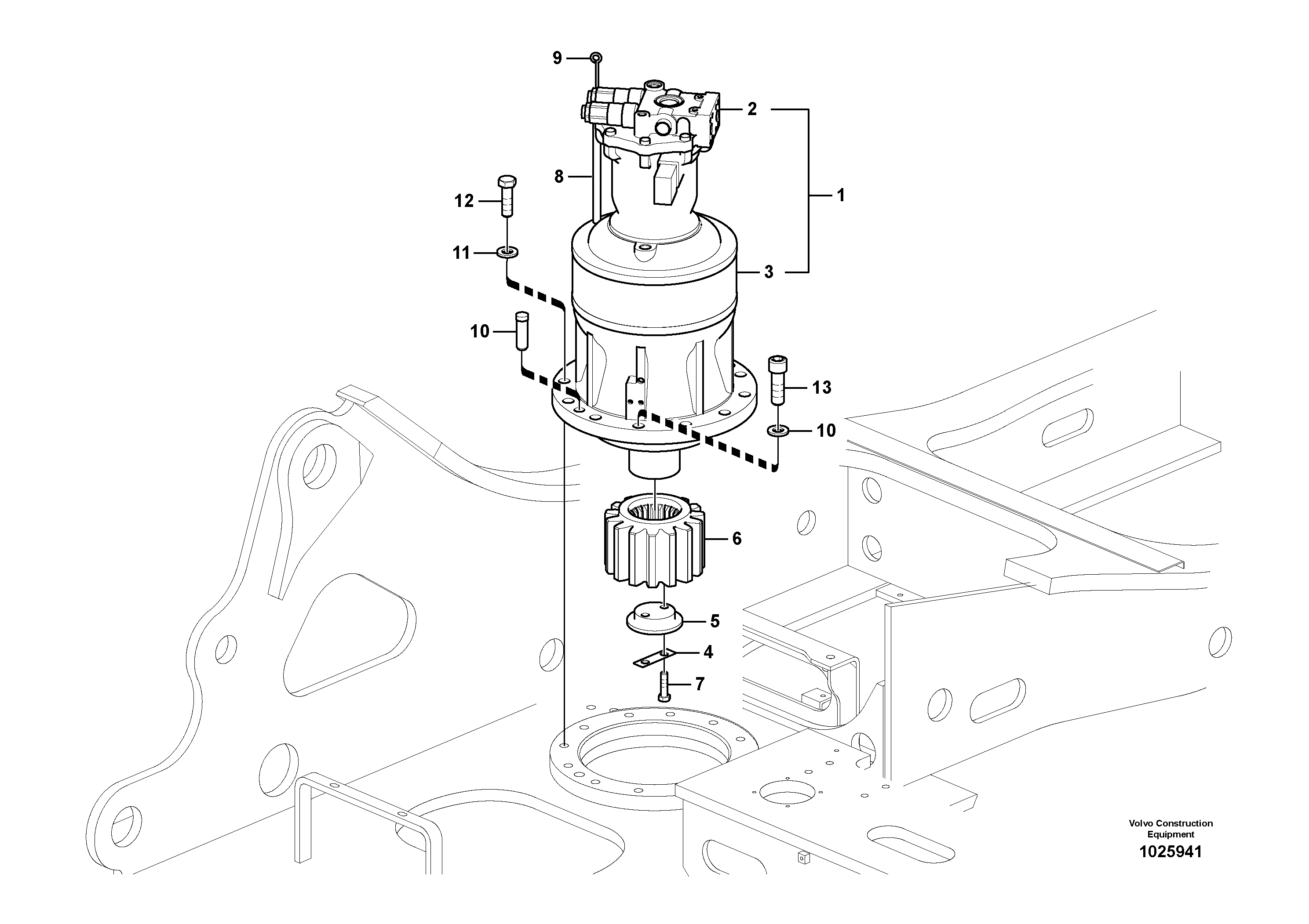 Схема запчастей Volvo EC360C - 93131 Swing motor with mounting parts EC360C