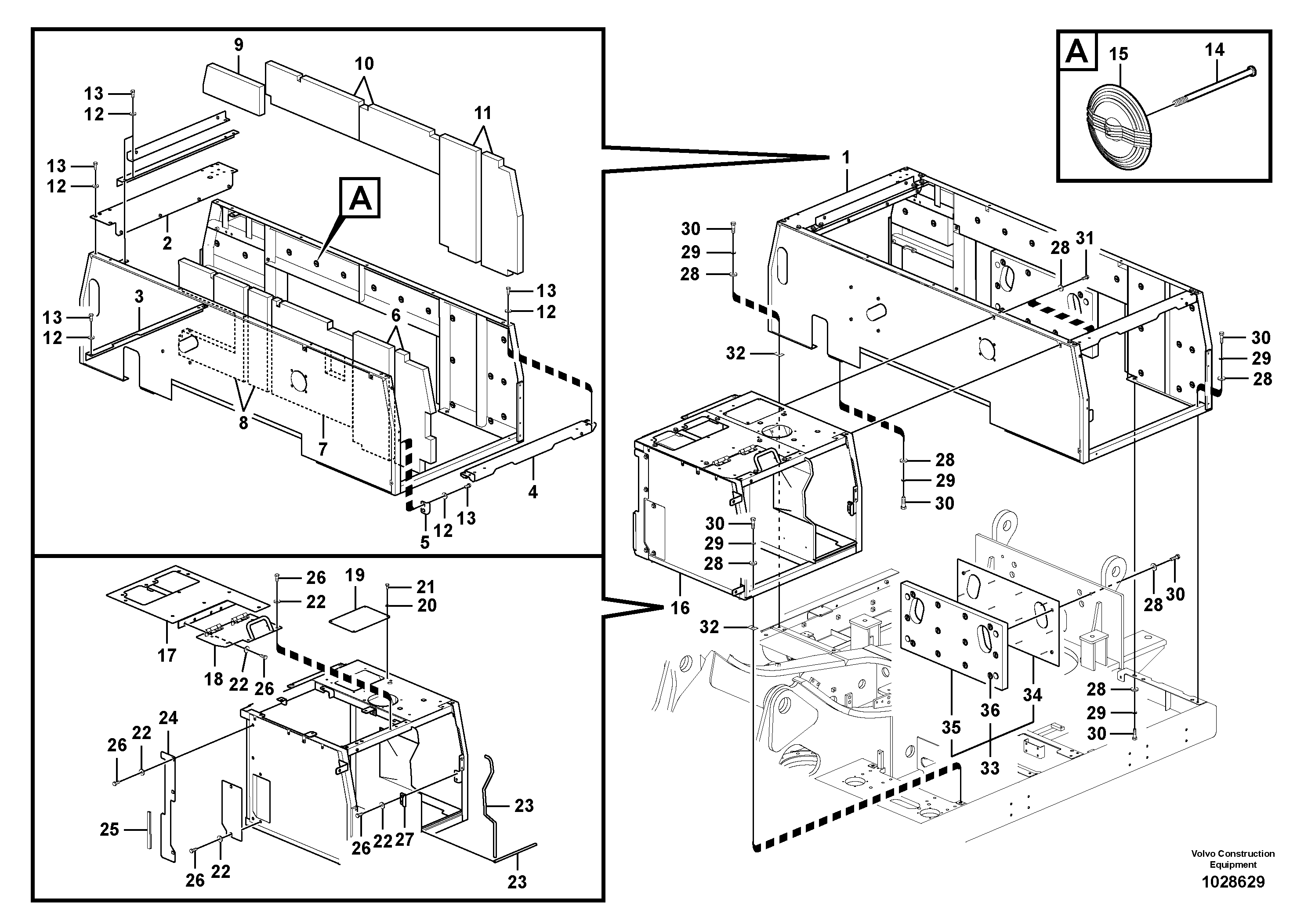 Схема запчастей Volvo EC360C - 78825 Cowl frame EC360C