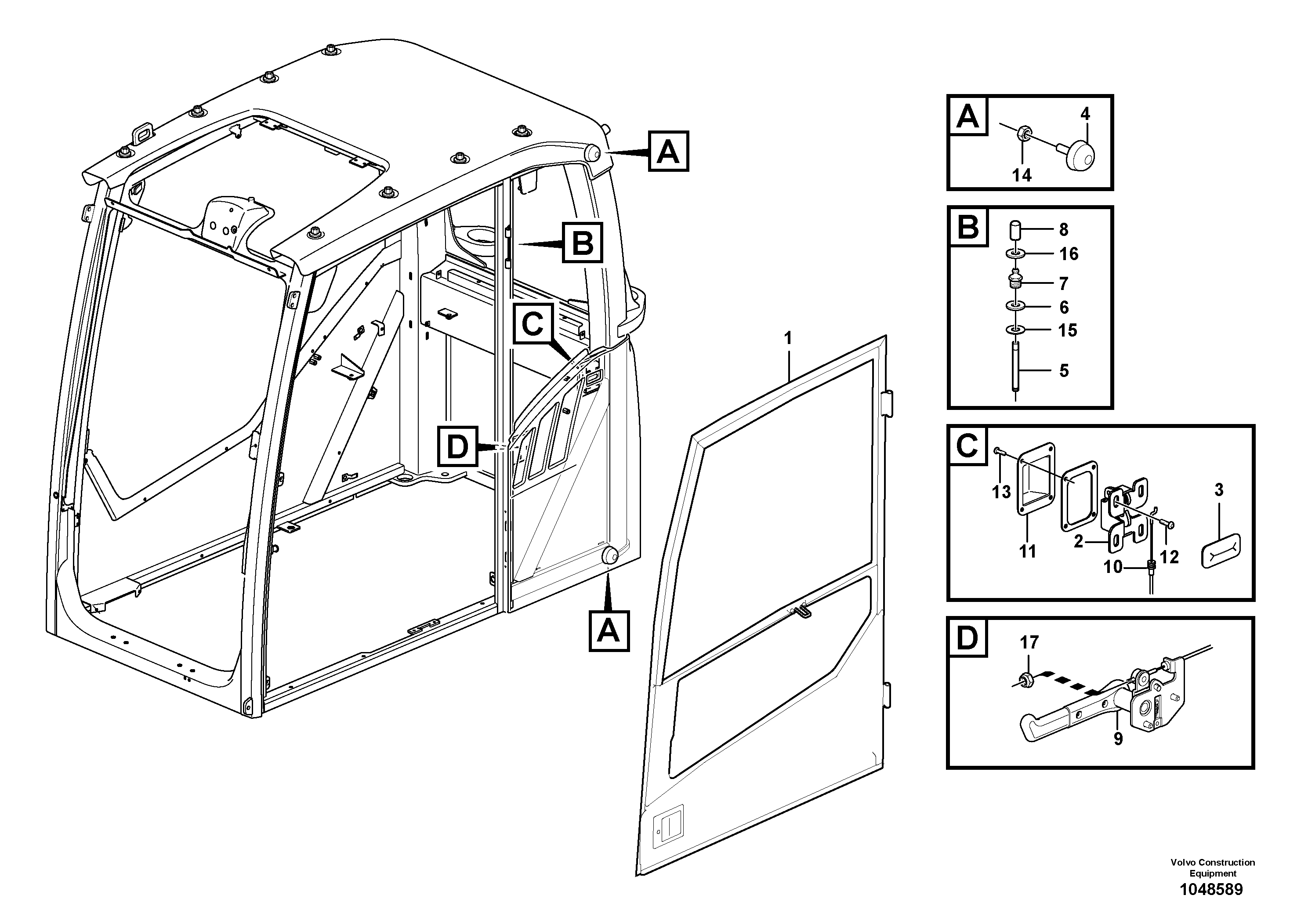 Схема запчастей Volvo EC360C - 23607 Door with fitting parts EC360C