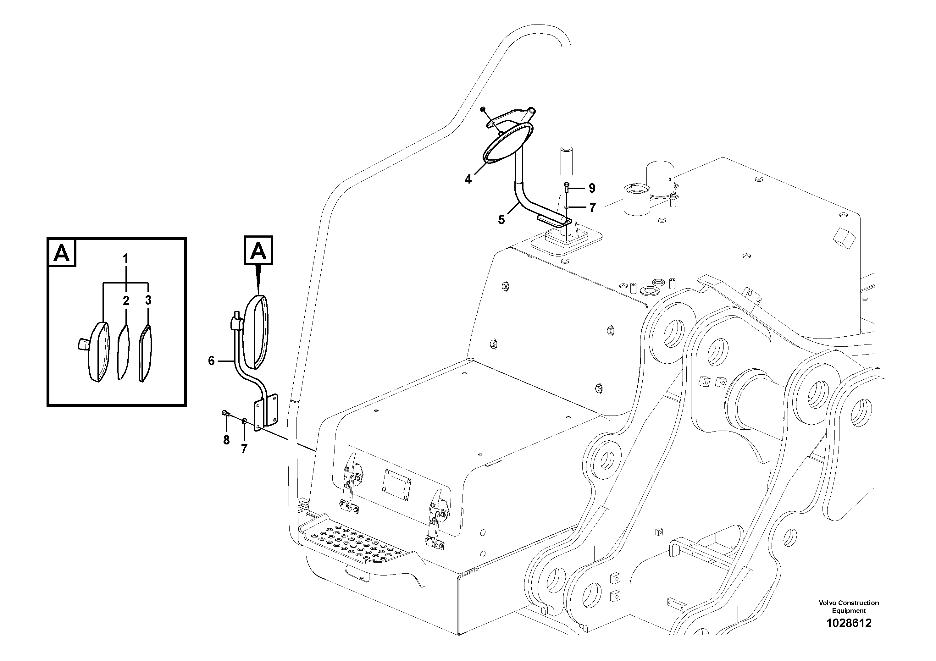 Схема запчастей Volvo EC360C - 73729 Rear view mirror EC360C