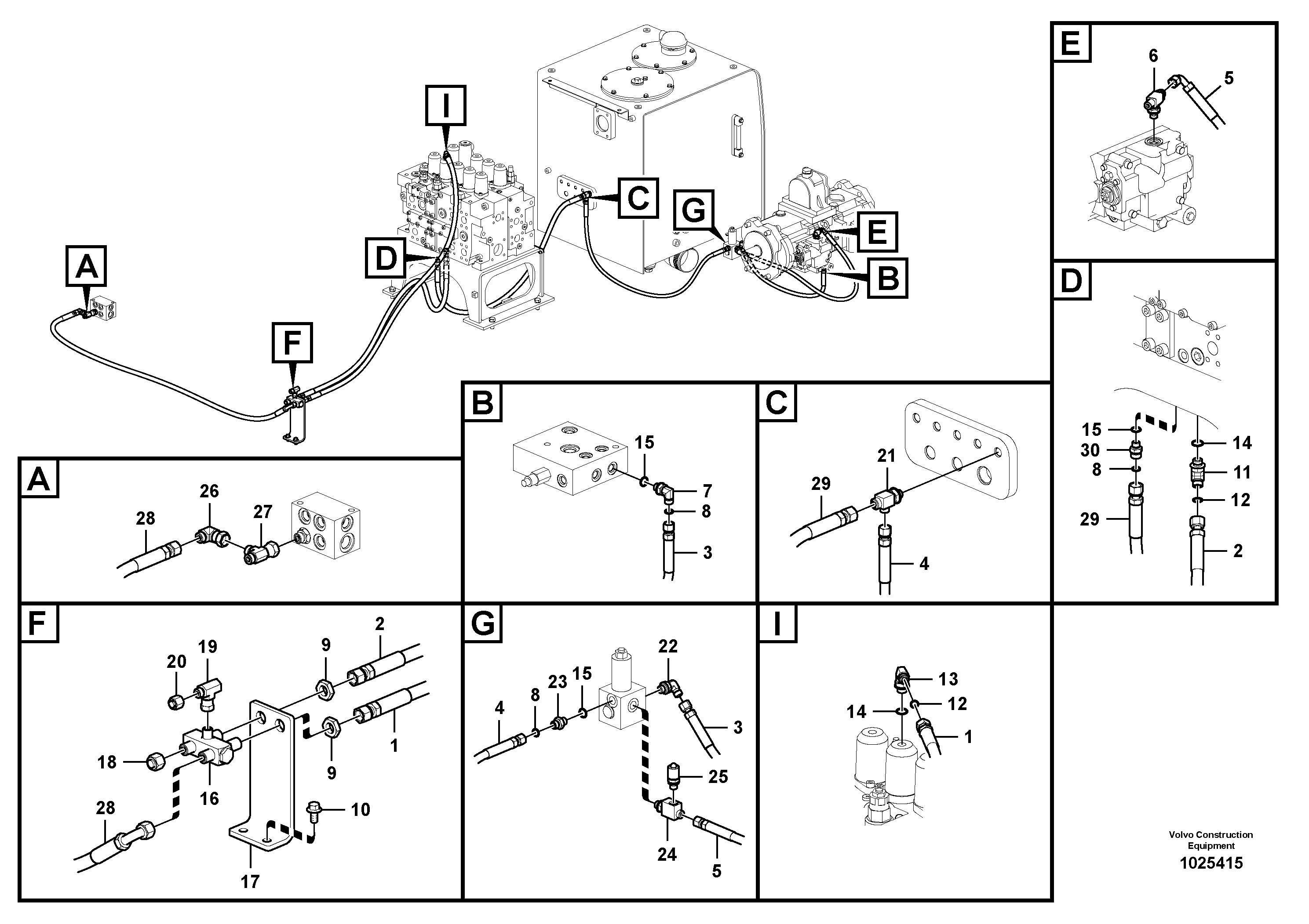 Схема запчастей Volvo EC360C - 13721 Working hydraulic, hammer and shear for 1st pump flow EC360C