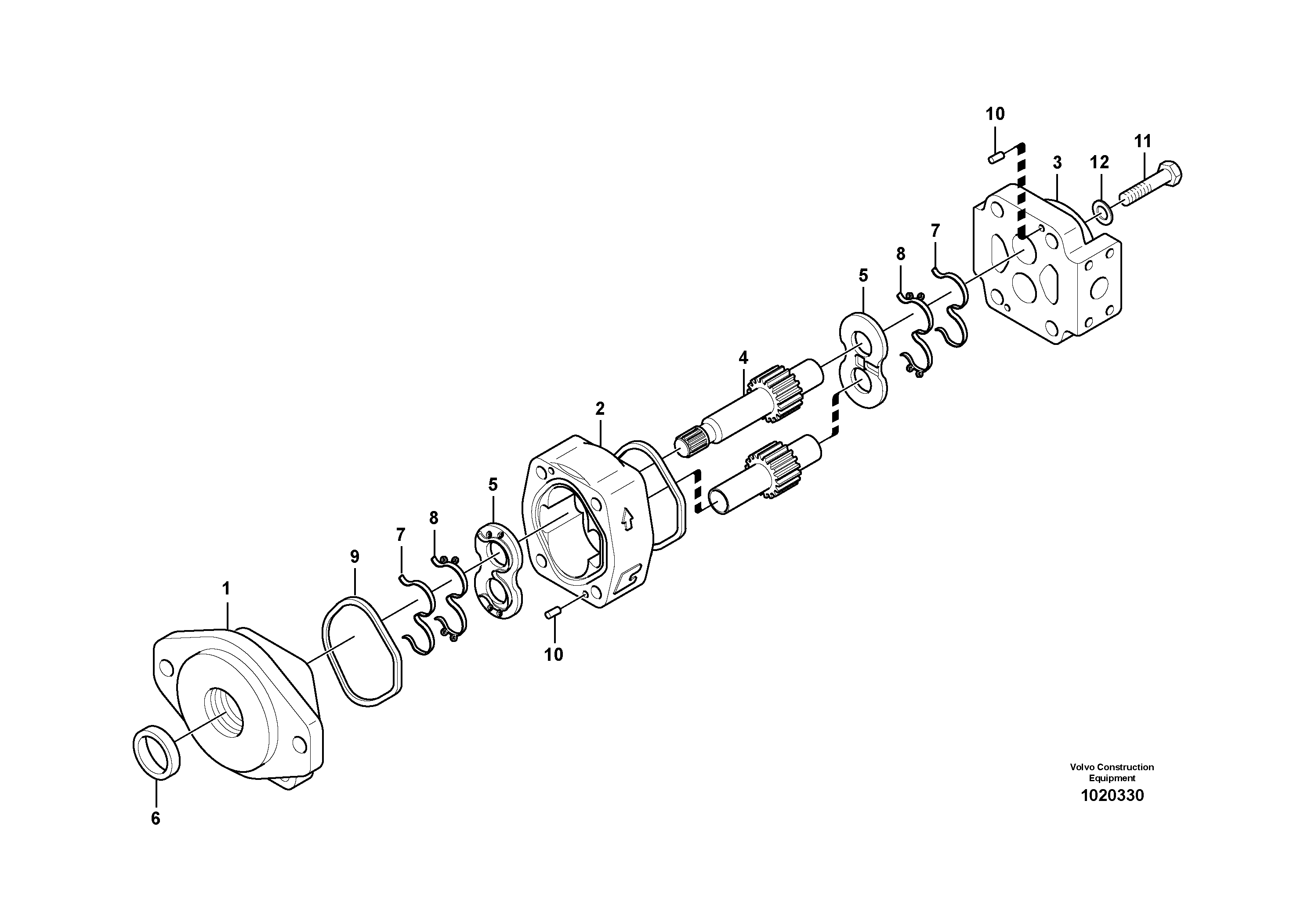 Схема запчастей Volvo EC360C - 62701 Hydraulic gear pump for quickfit and rotator EC360C