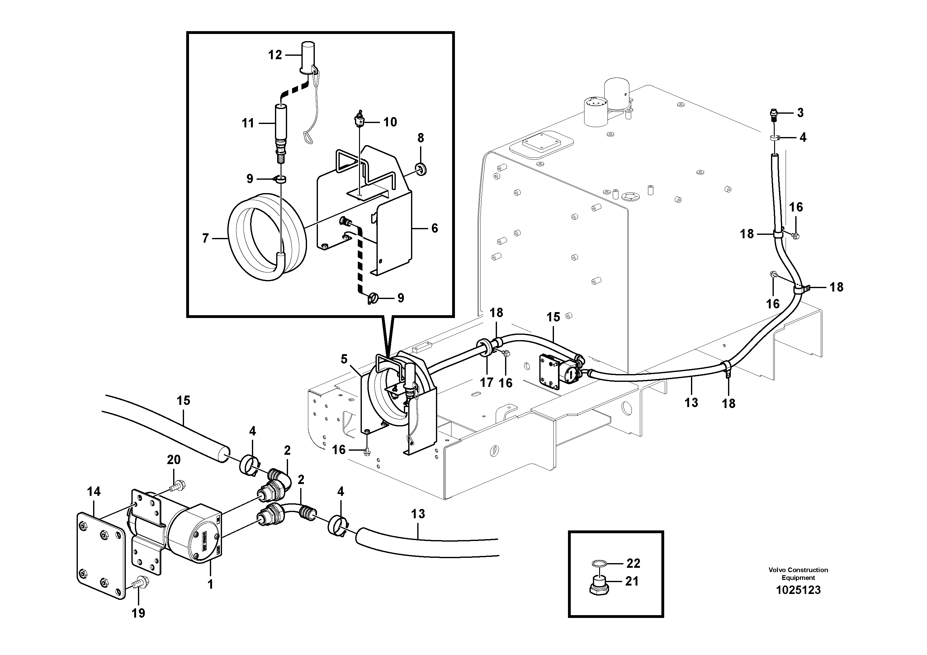 Схема запчастей Volvo EC360C - 34561 Fuel filling pump with assembling details EC360C