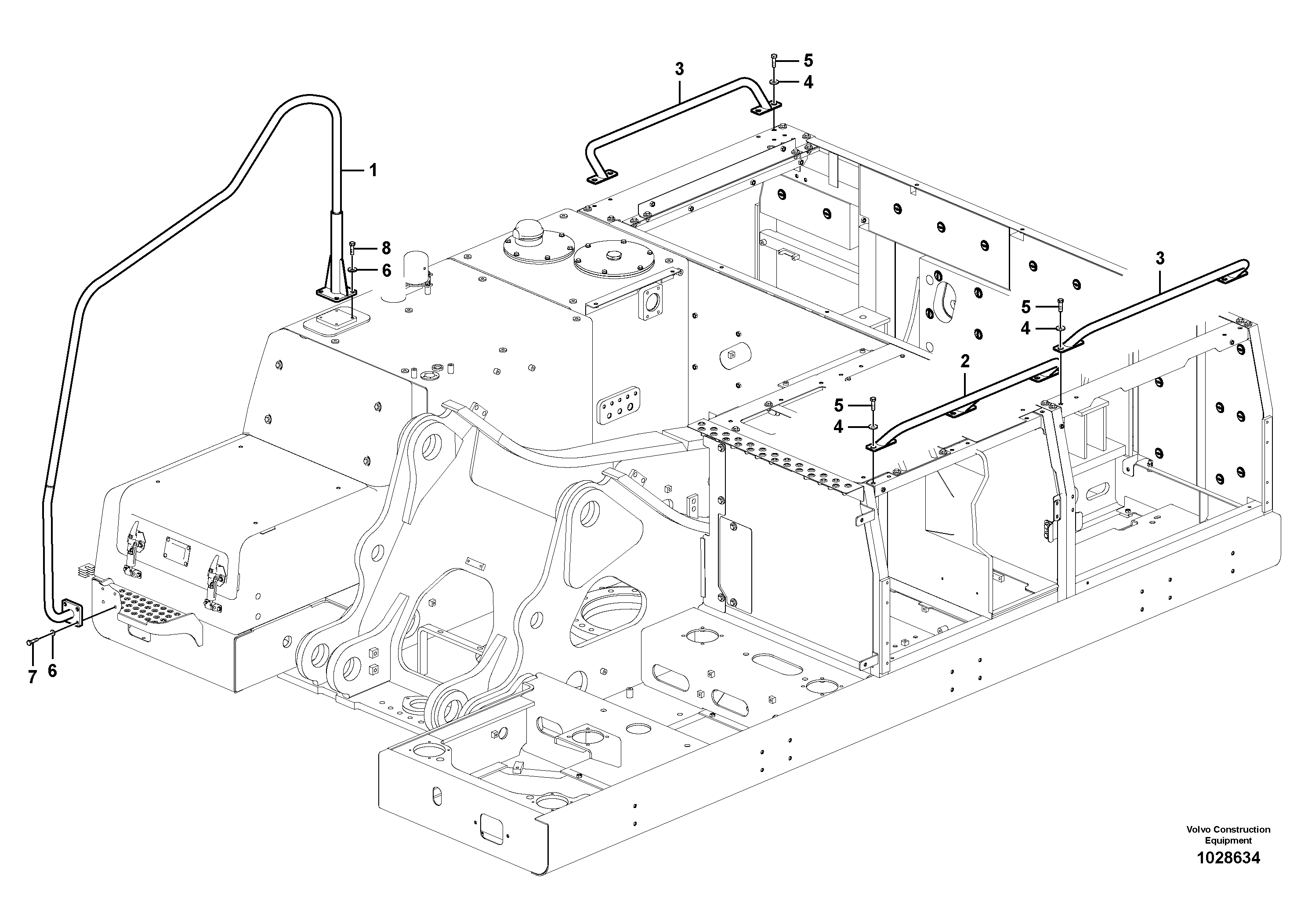 Схема запчастей Volvo EC360C - 57251 Перила EC360CHR HIGH REACH DEMOLITION