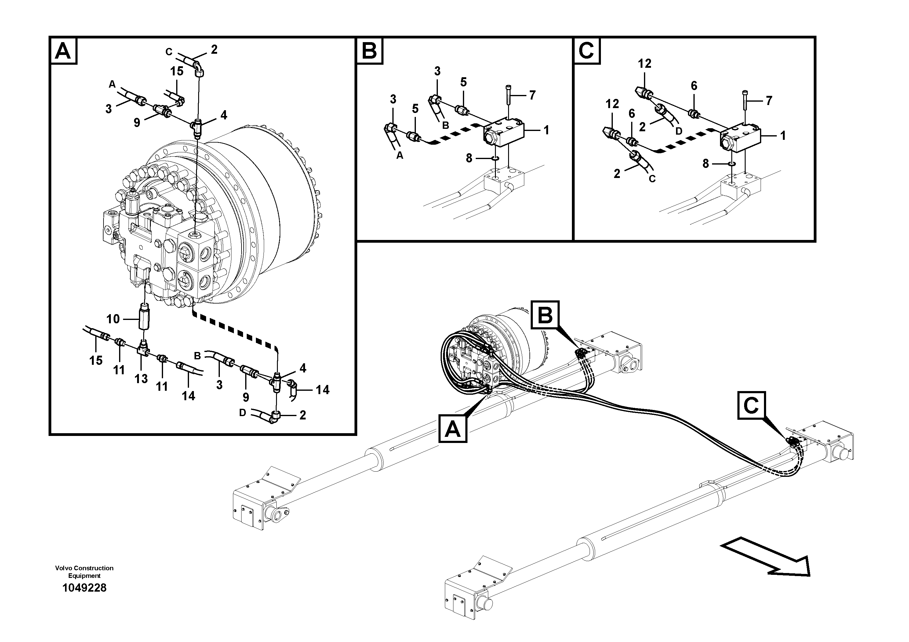 Схема запчастей Volvo EC360C - 101500 Hydraulic system, lower frame retractable EC360CHR HIGH REACH DEMOLITION