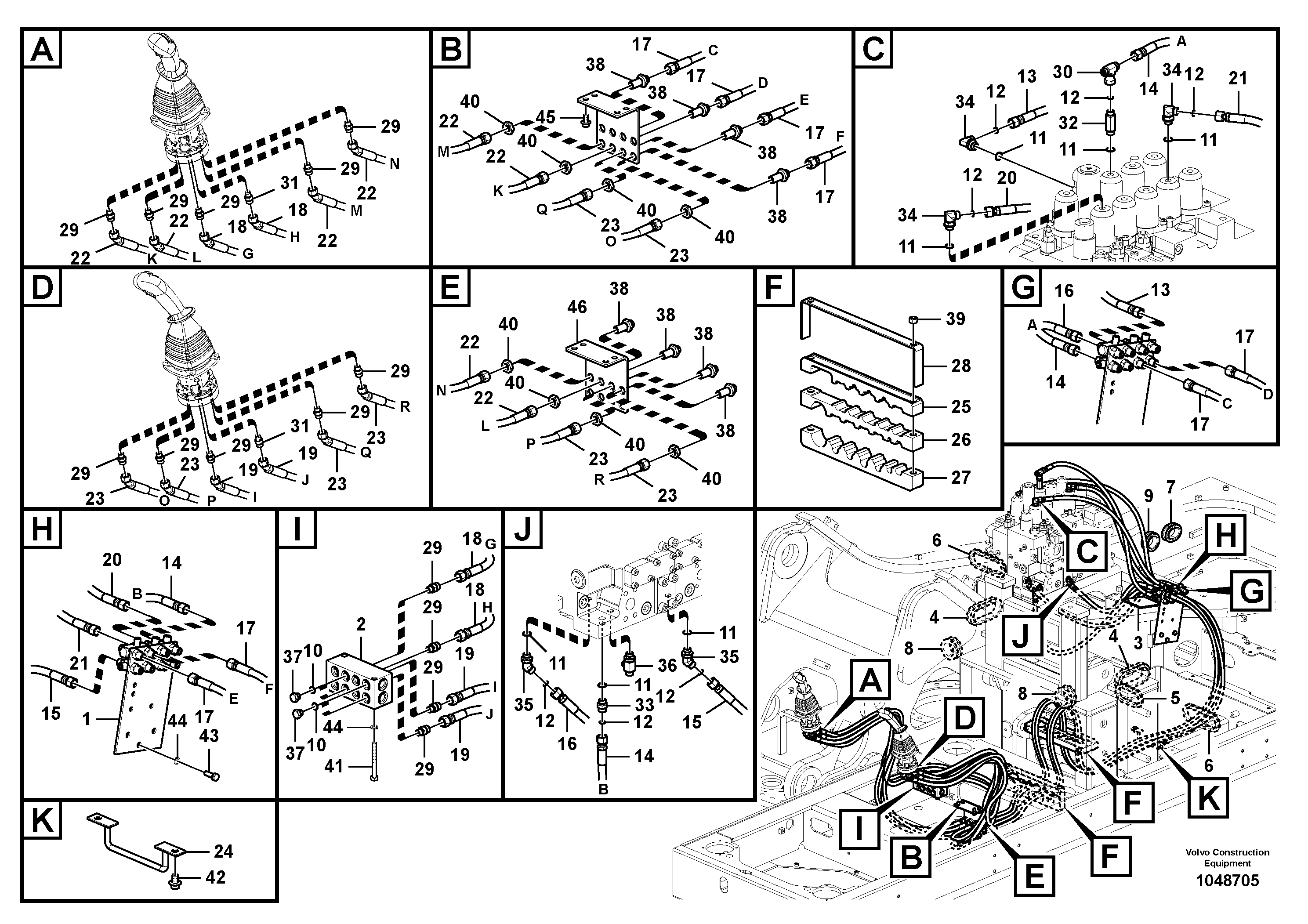 Схема запчастей Volvo EC360C - 52381 Servo system, control valve to remote control valve EC360CHR HIGH REACH DEMOLITION